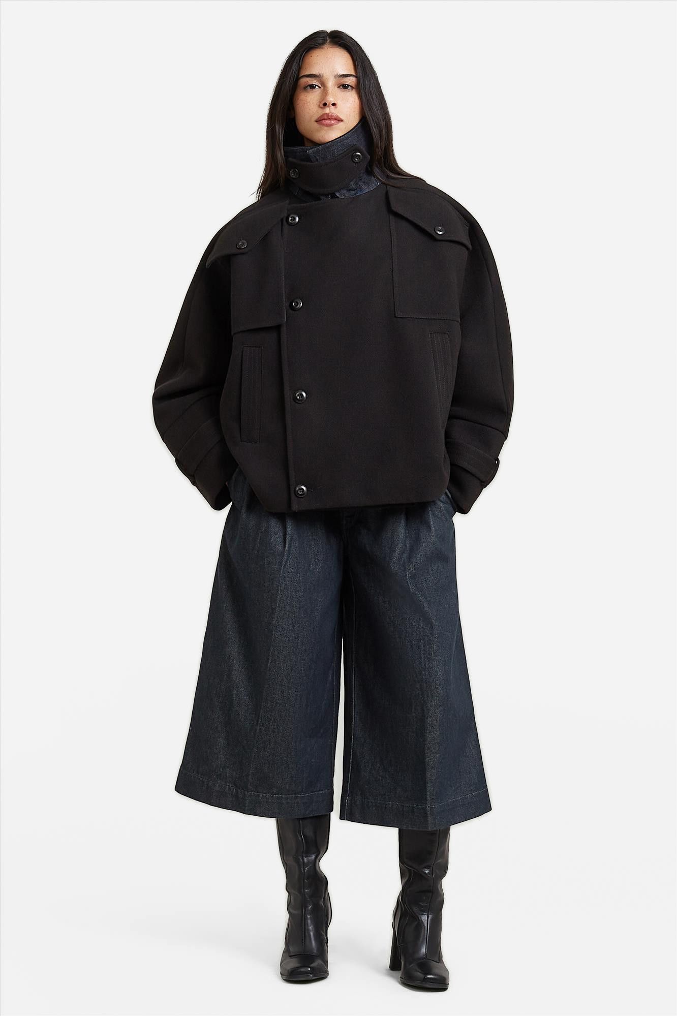G-Star - Zwarte 4-Pocket Cape mantel