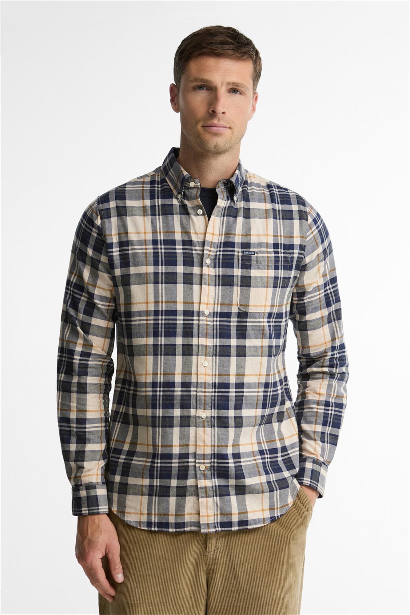 Barbour - Ecru-Blauw Broxburn hemd