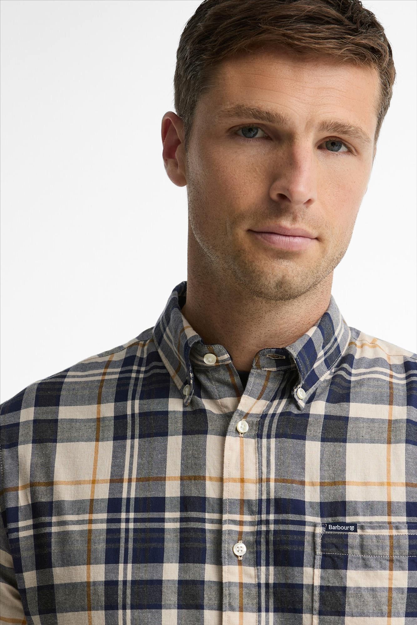 Barbour - Ecru-Blauw Broxburn hemd