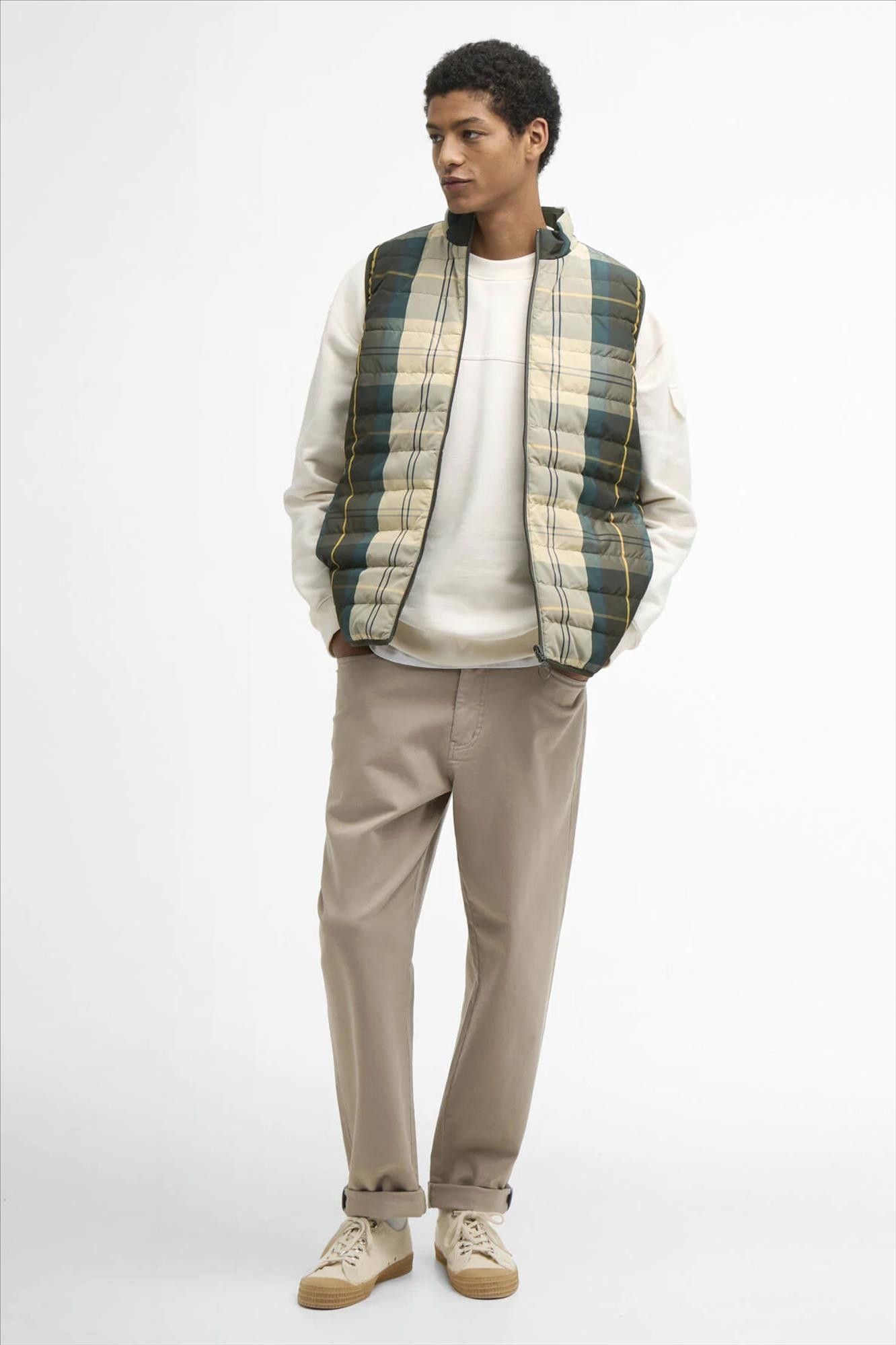 Barbour - Kaki Reversible Tartan puffer bodywarmer