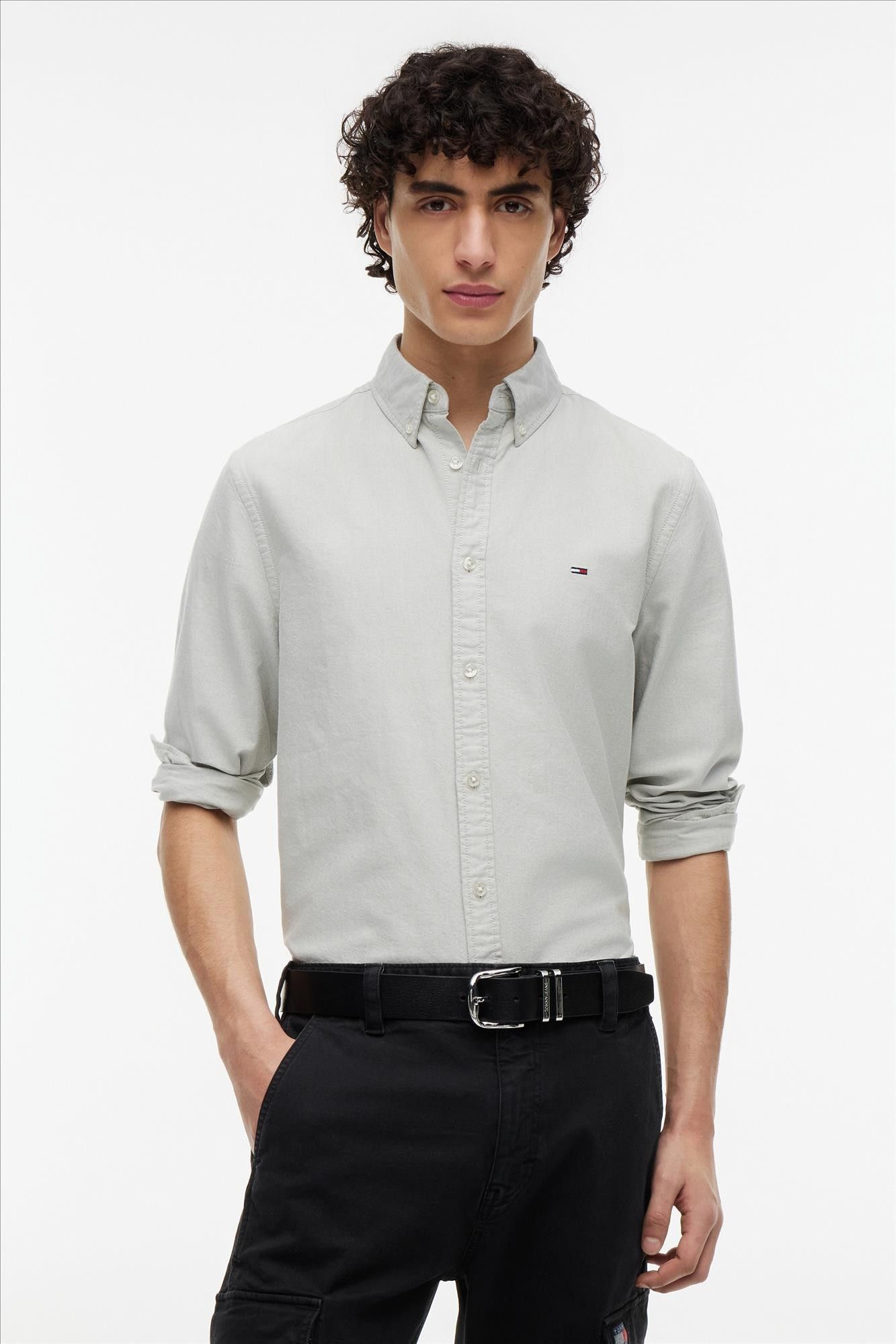 Tommy Jeans - Lichtgroen Regular Oxford hemd