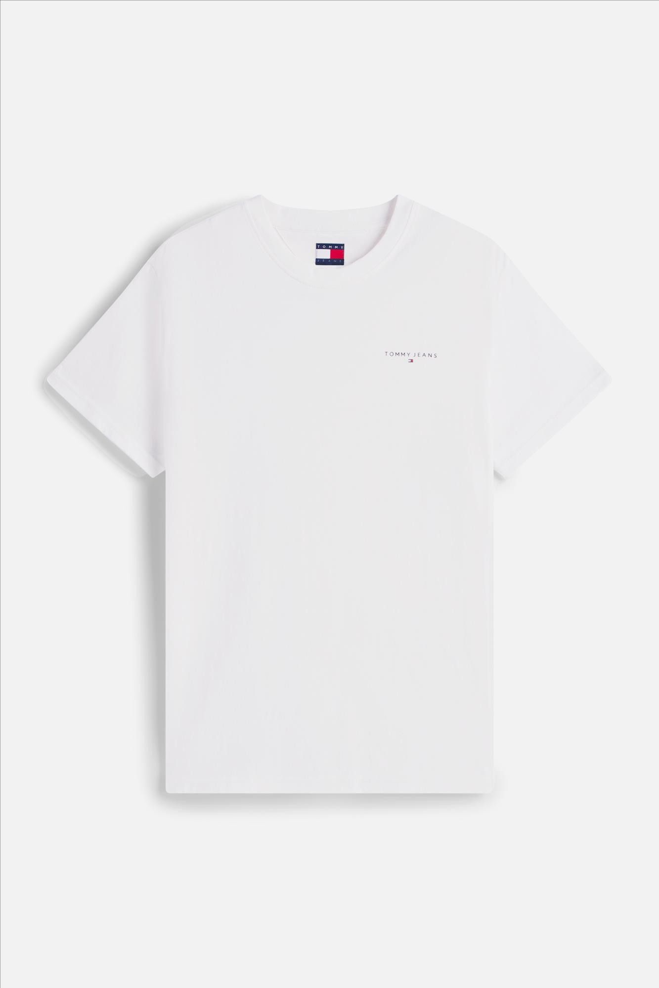 Tommy Jeans - Witte Linear slim T-shirt