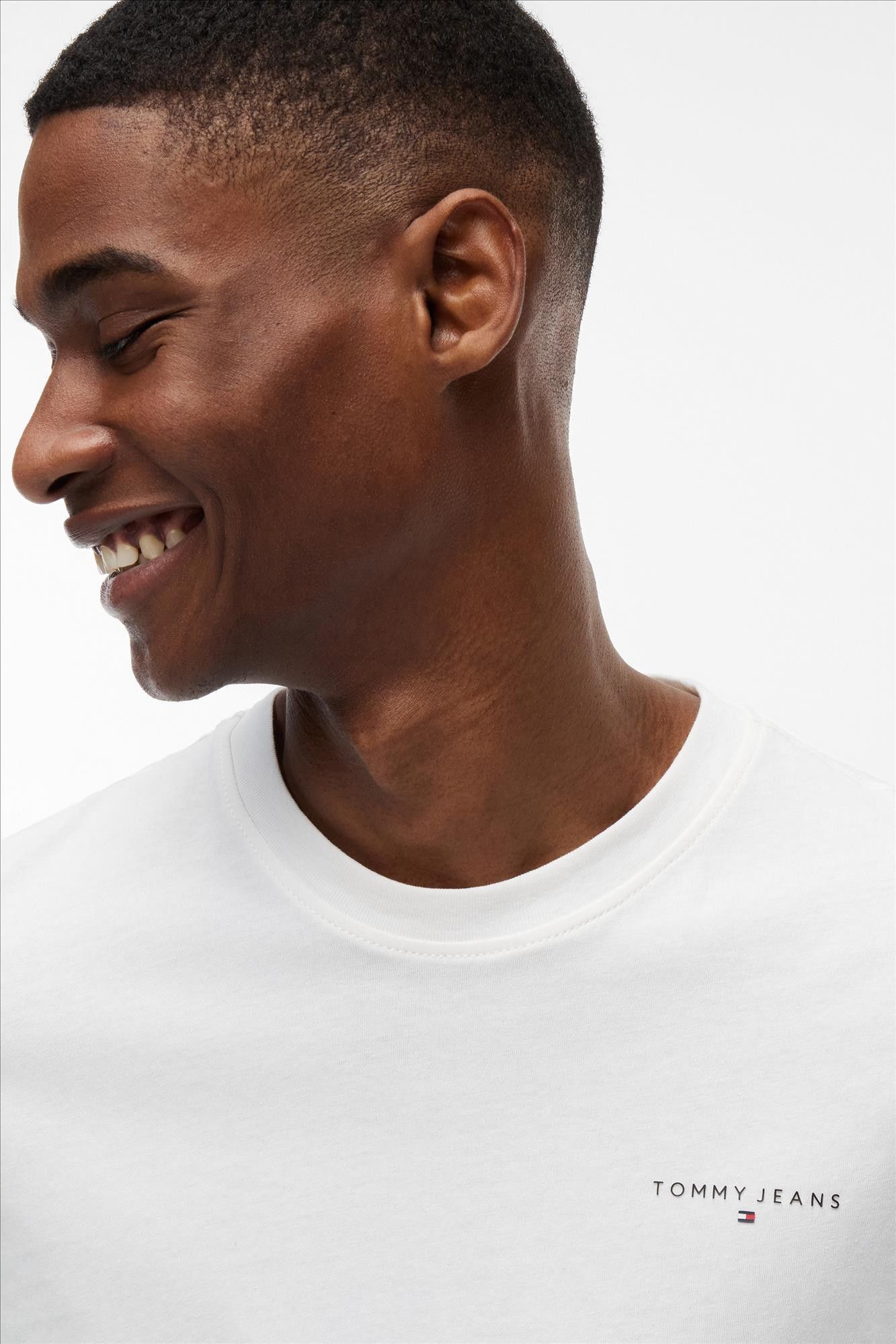 Tommy Jeans - Witte Linear slim T-shirt