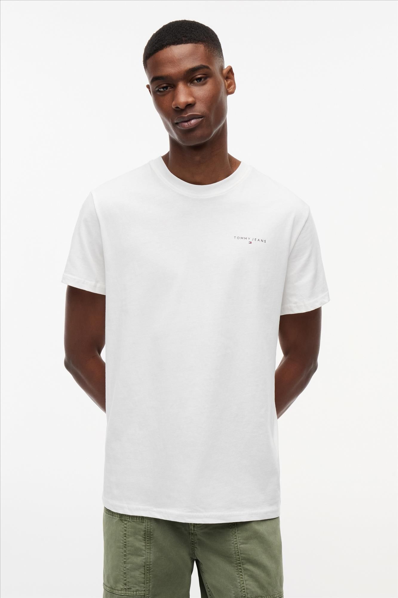 Tommy Jeans - Witte Linear slim T-shirt