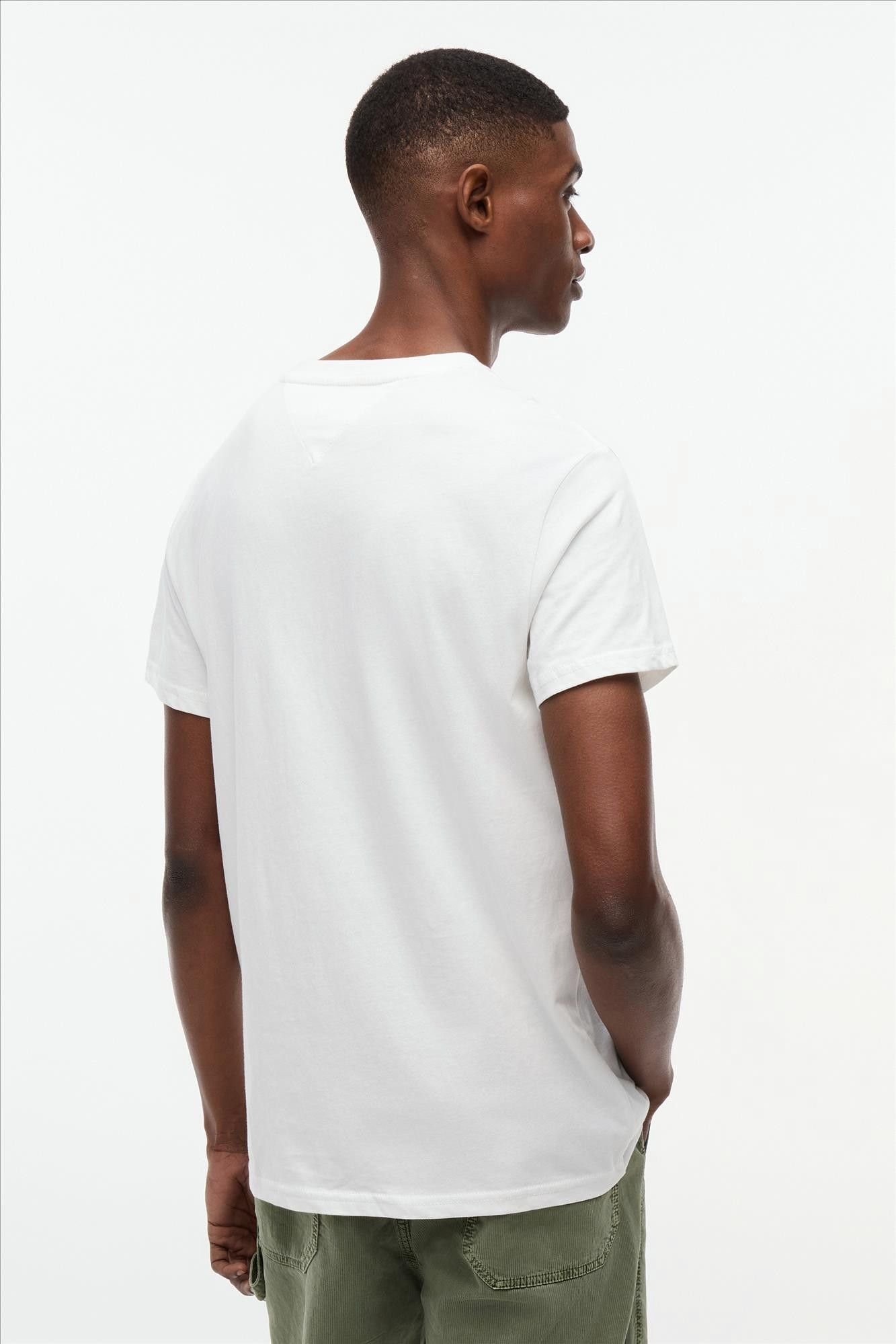 Tommy Jeans - Witte Linear slim T-shirt