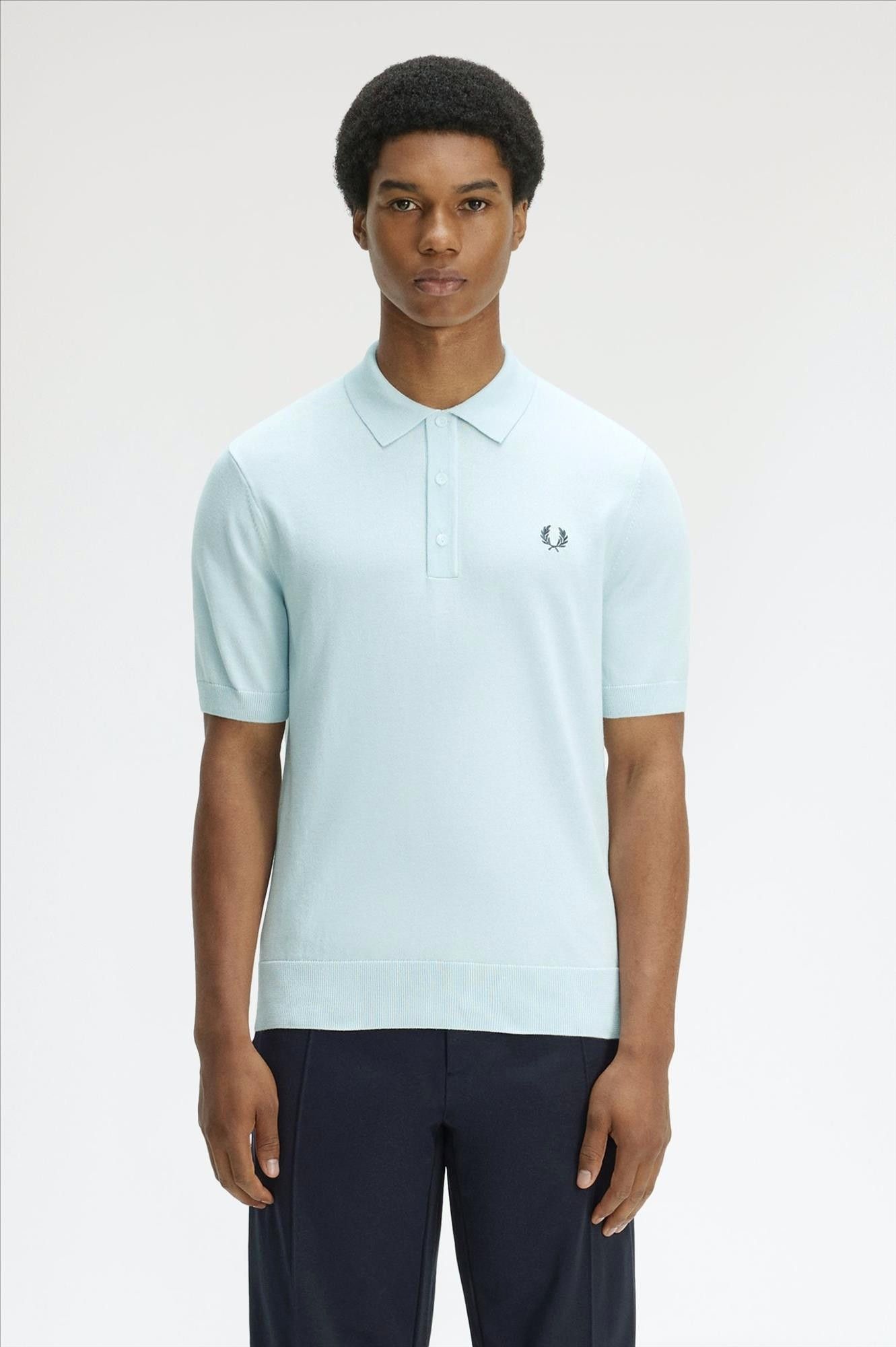 Fred Perry - Lichtblauwe Knitted polo
