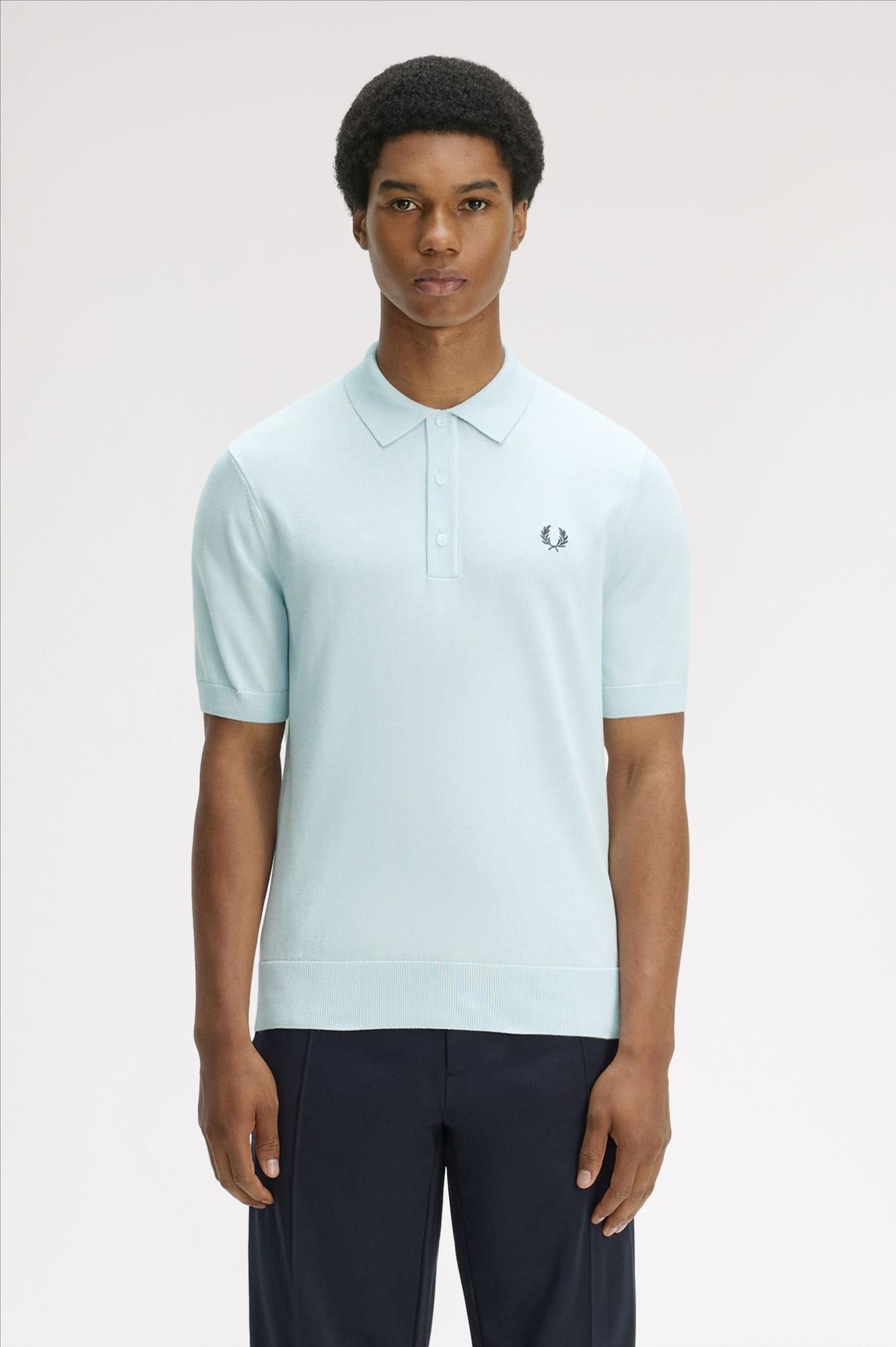 Fred Perry - Lichtblauwe Knitted polo