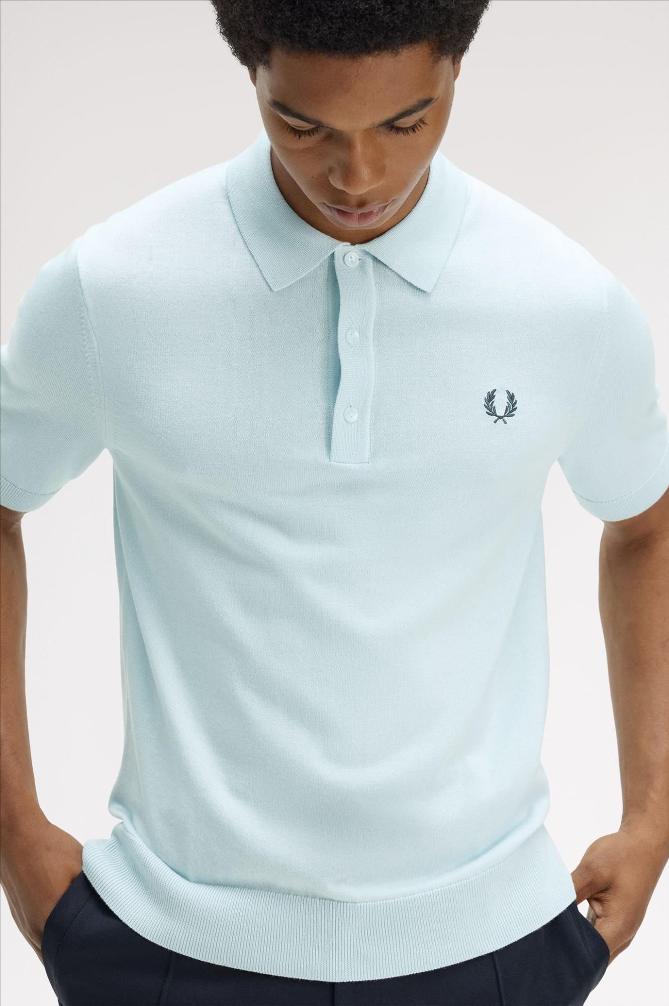 Fred Perry - Lichtblauwe Knitted polo