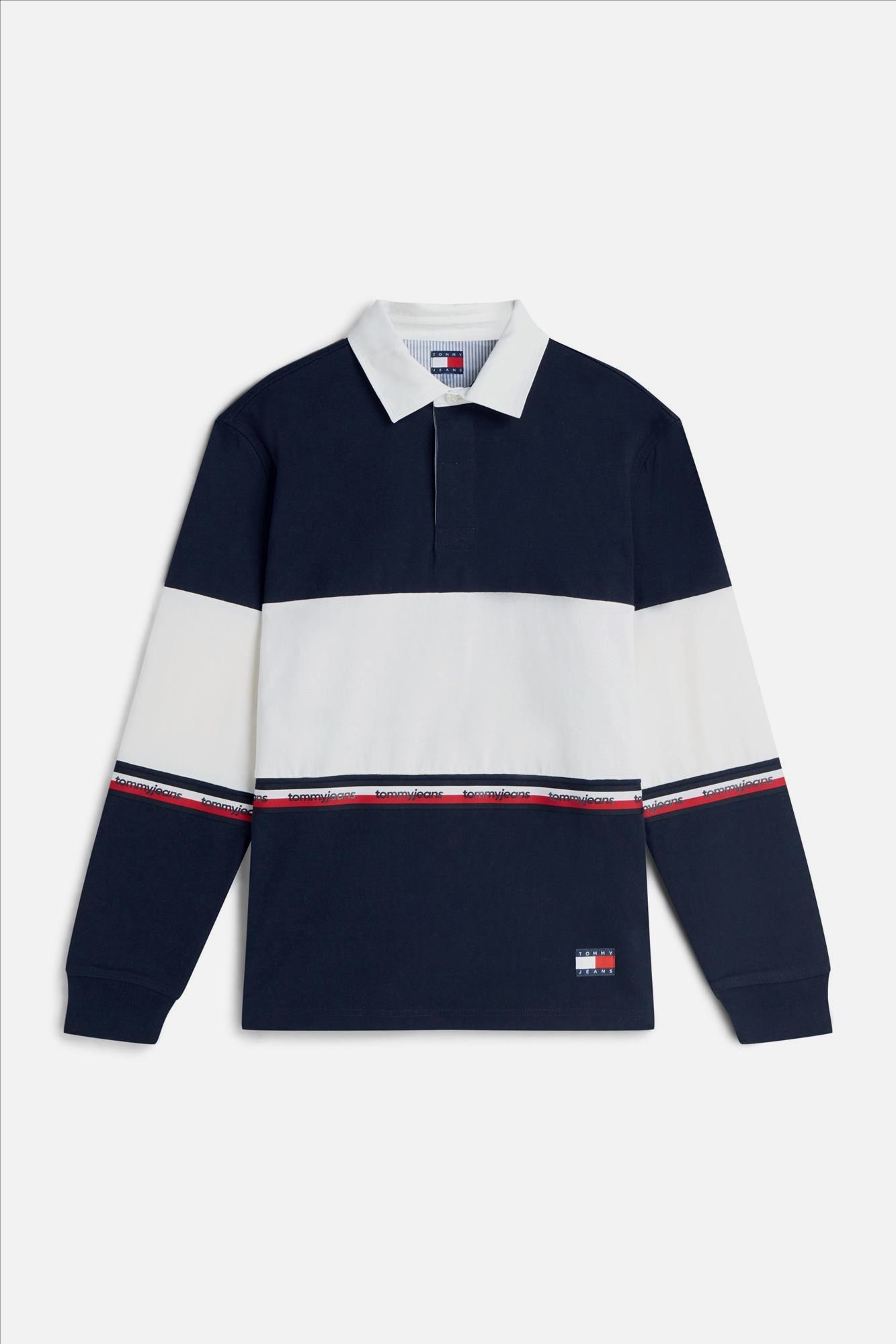 Tommy Jeans - Donkerblauw-Witte Colourblock Rugby sweater
