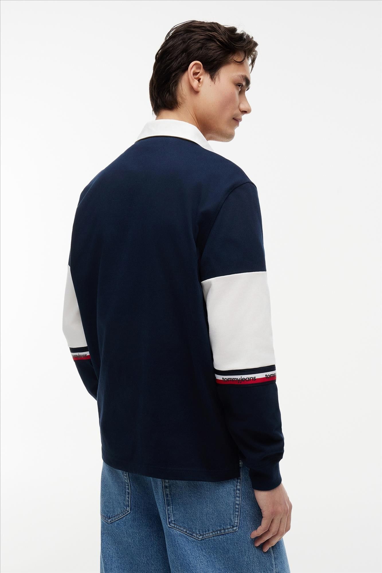 Tommy Jeans - Donkerblauw-Witte Colourblock Rugby sweater