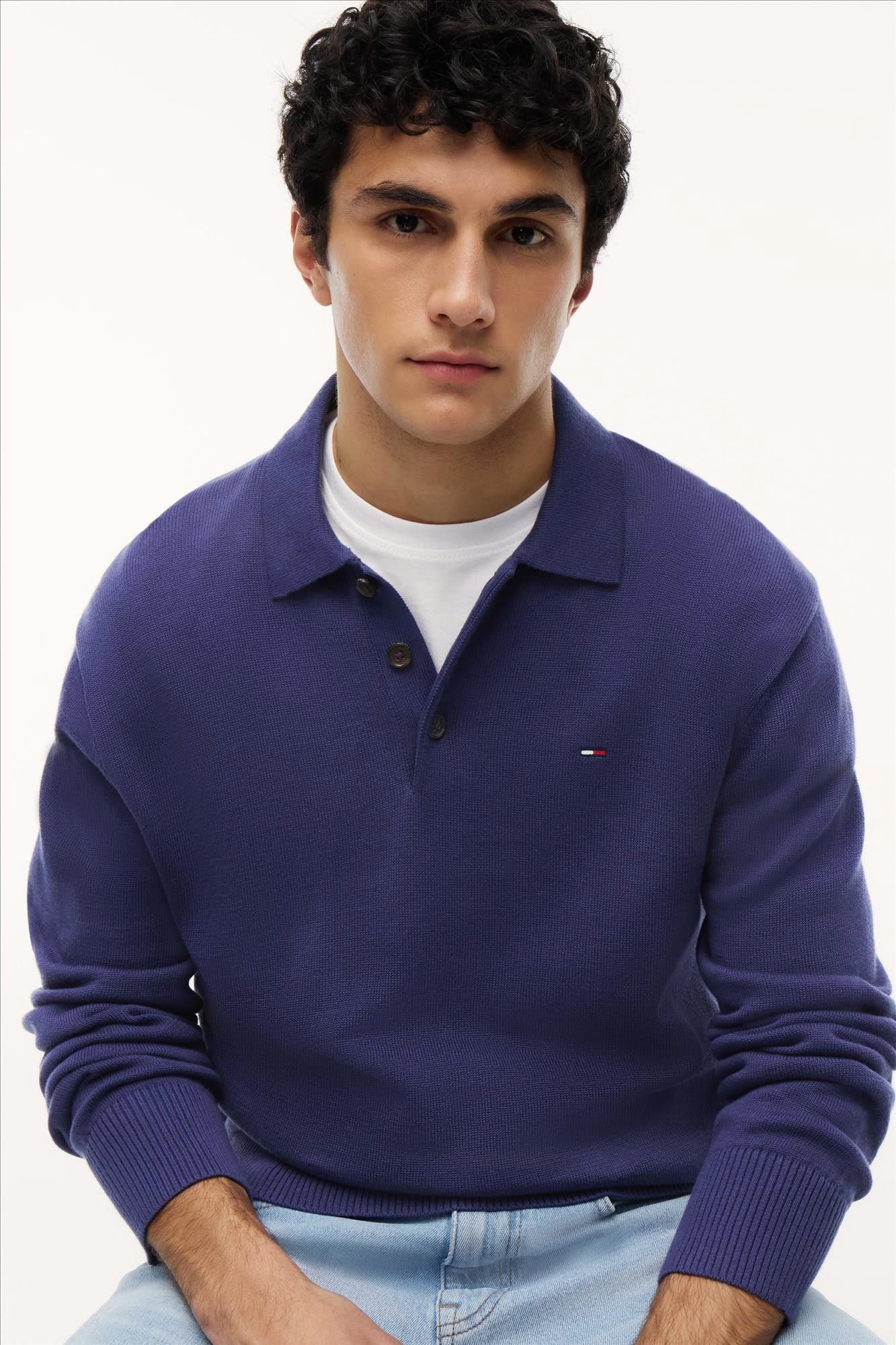Tommy Jeans - Blauwe Slim Essential polotrui