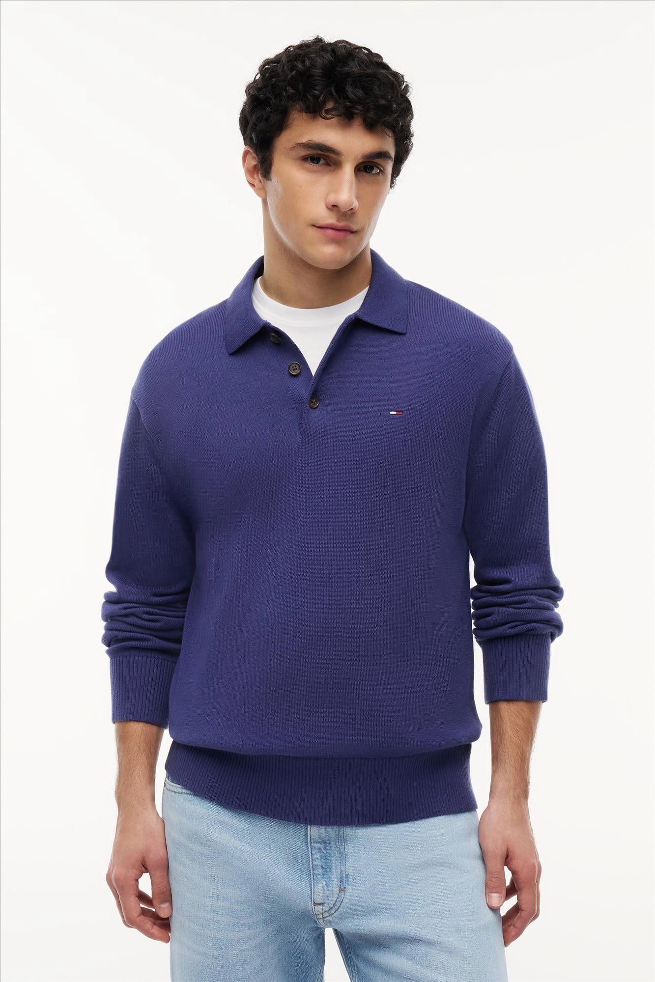 Tommy Jeans - Blauwe Slim Essential polotrui