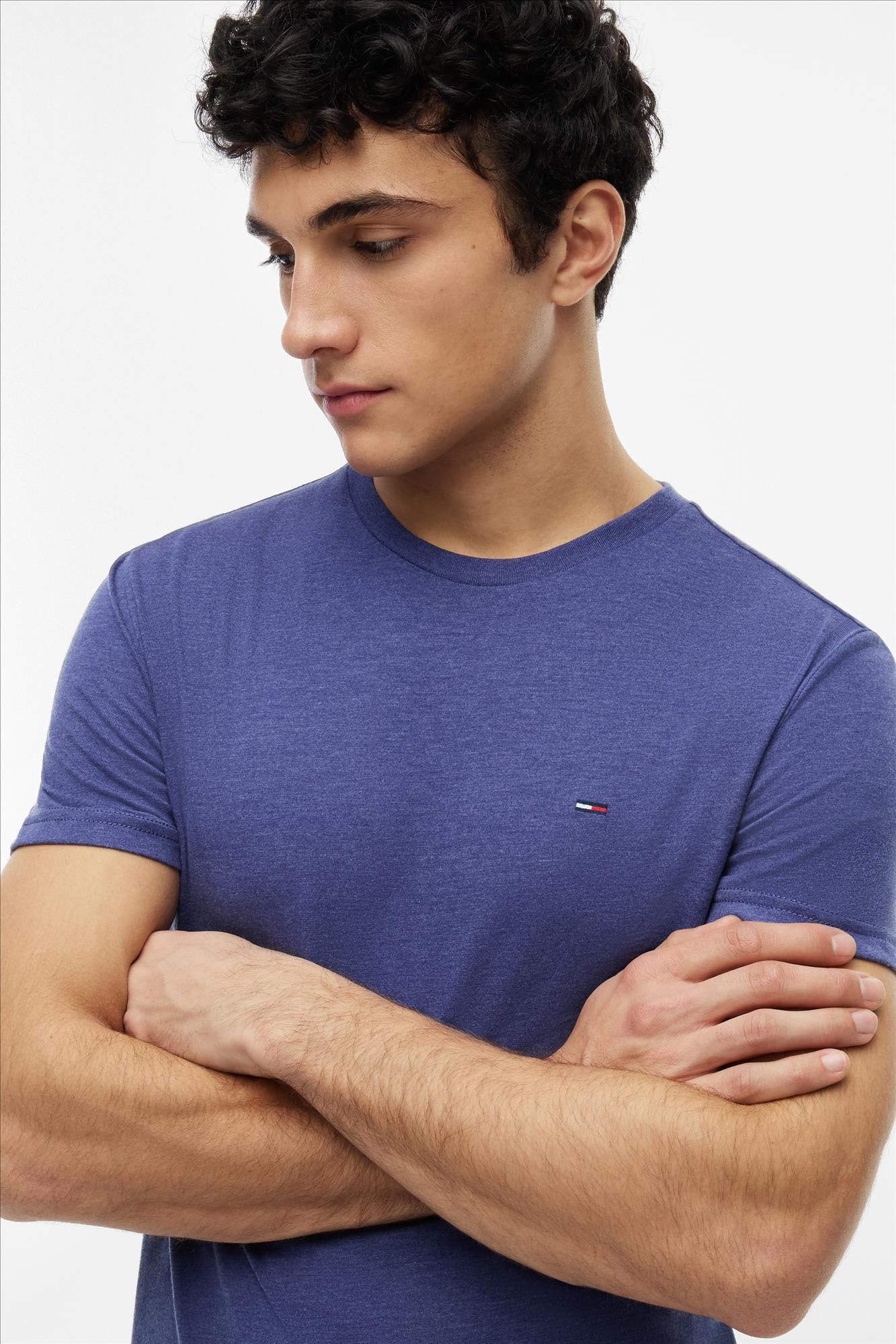 Tommy Jeans - Blauwe Jaspe slim T-shirt