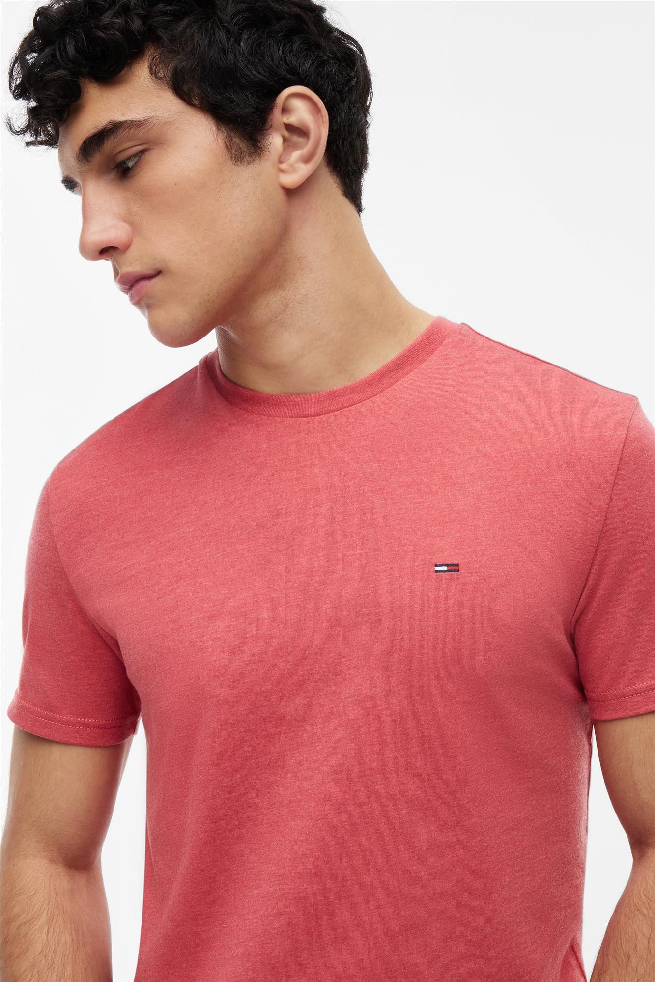 Tommy Jeans - Rode Slim Jaspe T-shirt