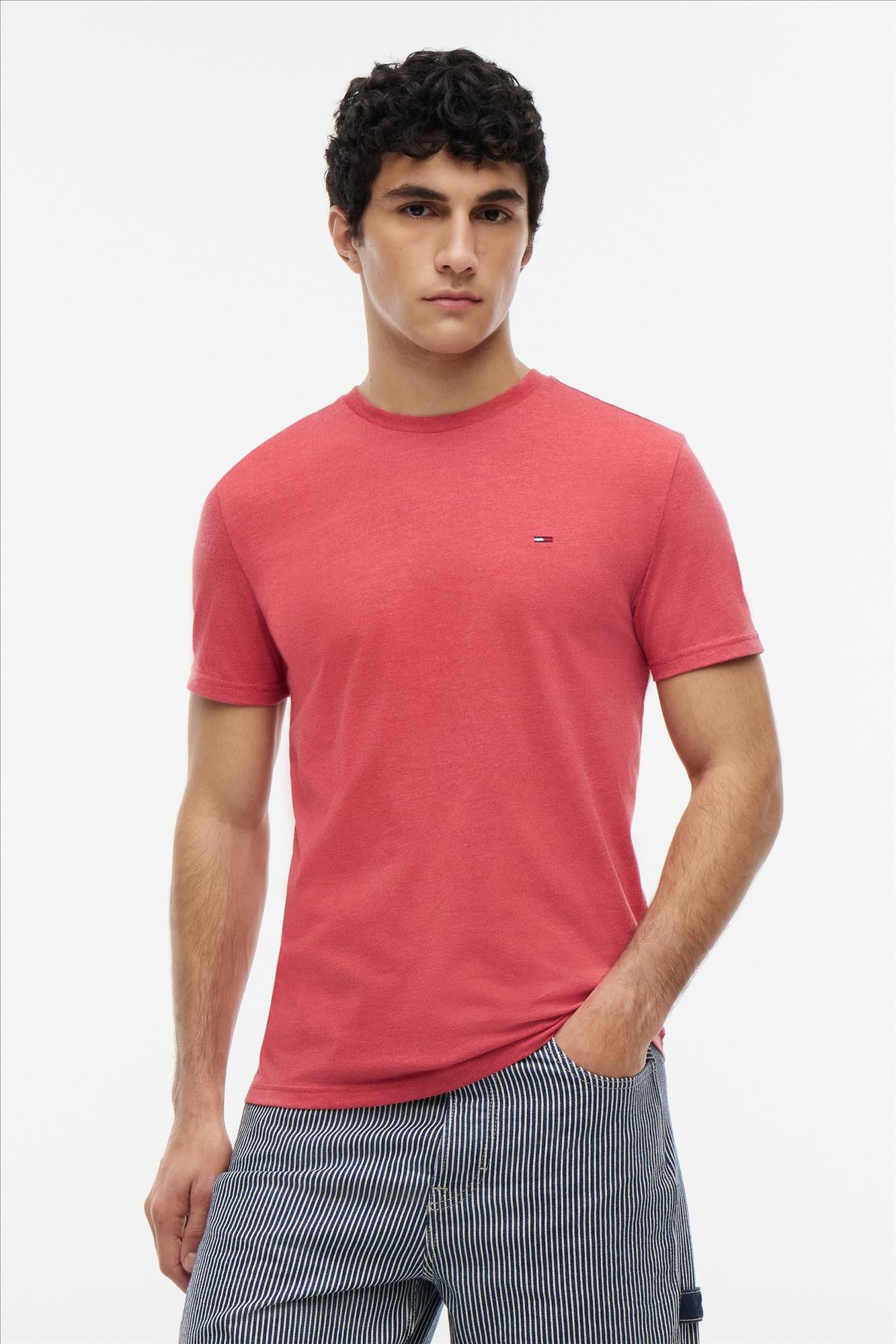 Tommy Jeans - Rode Slim Jaspe T-shirt