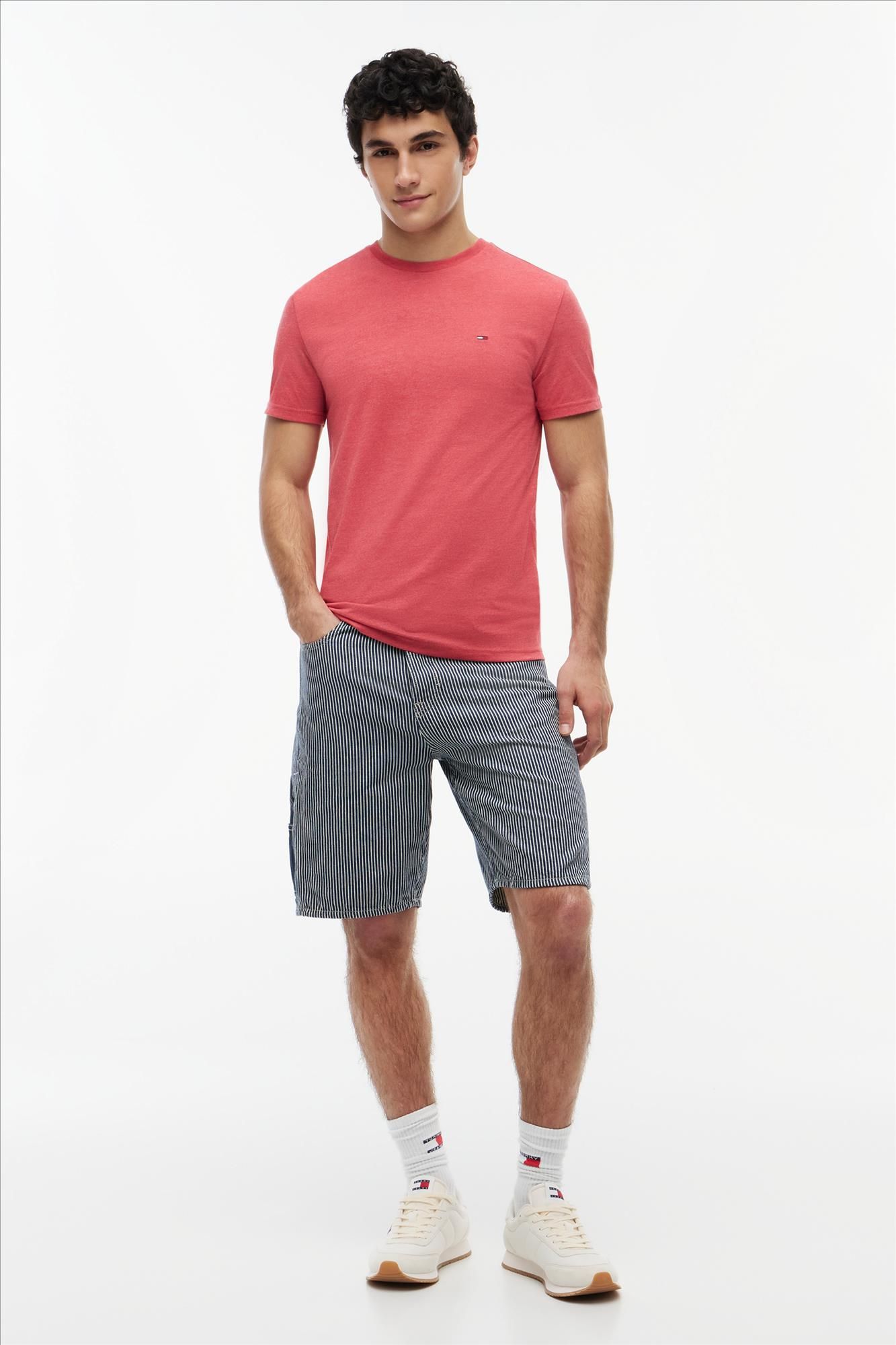 Tommy Jeans - Rode Slim Jaspe T-shirt