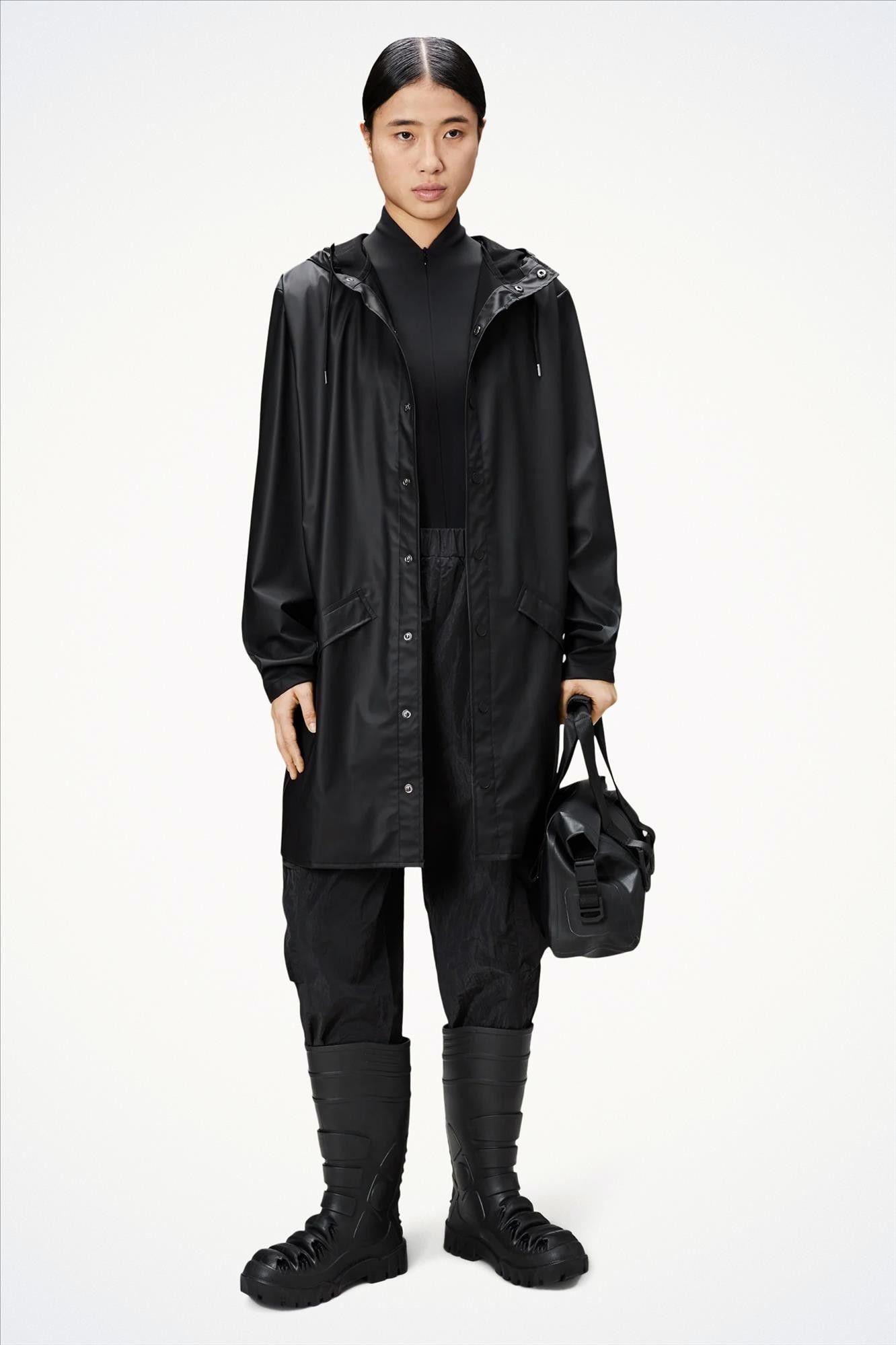 RAINS - Zwarte Long Jacket regenjas
