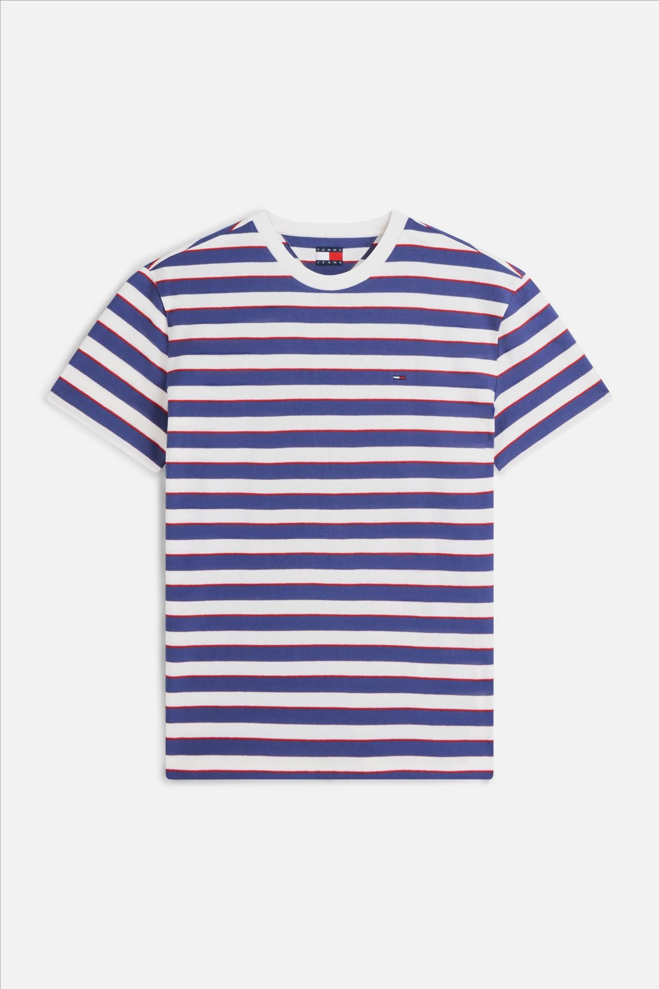 Tommy Jeans - Ecru-Blauwe Essential Stripe T-shirt