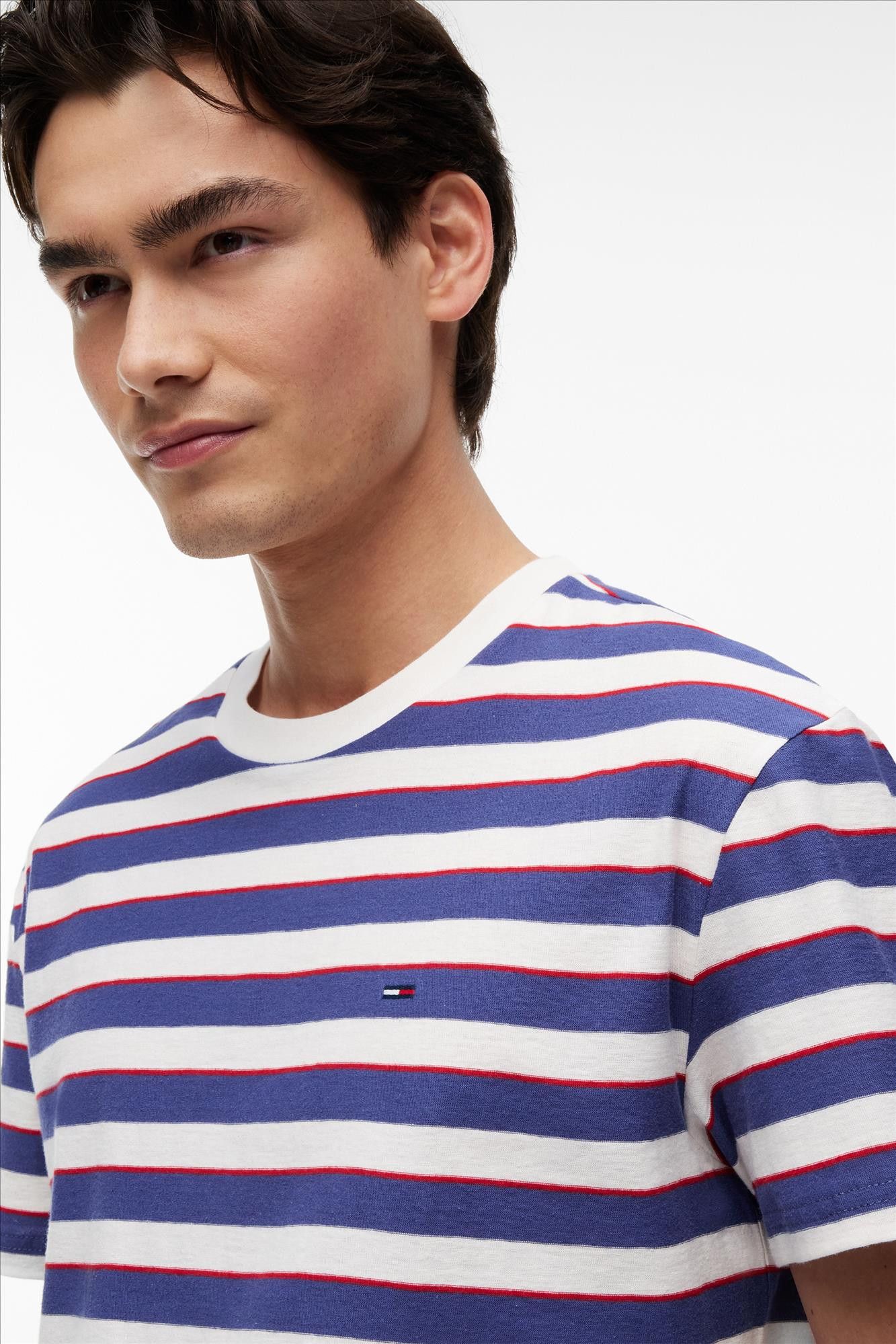 Tommy Jeans - Ecru-Blauwe Essential Stripe T-shirt