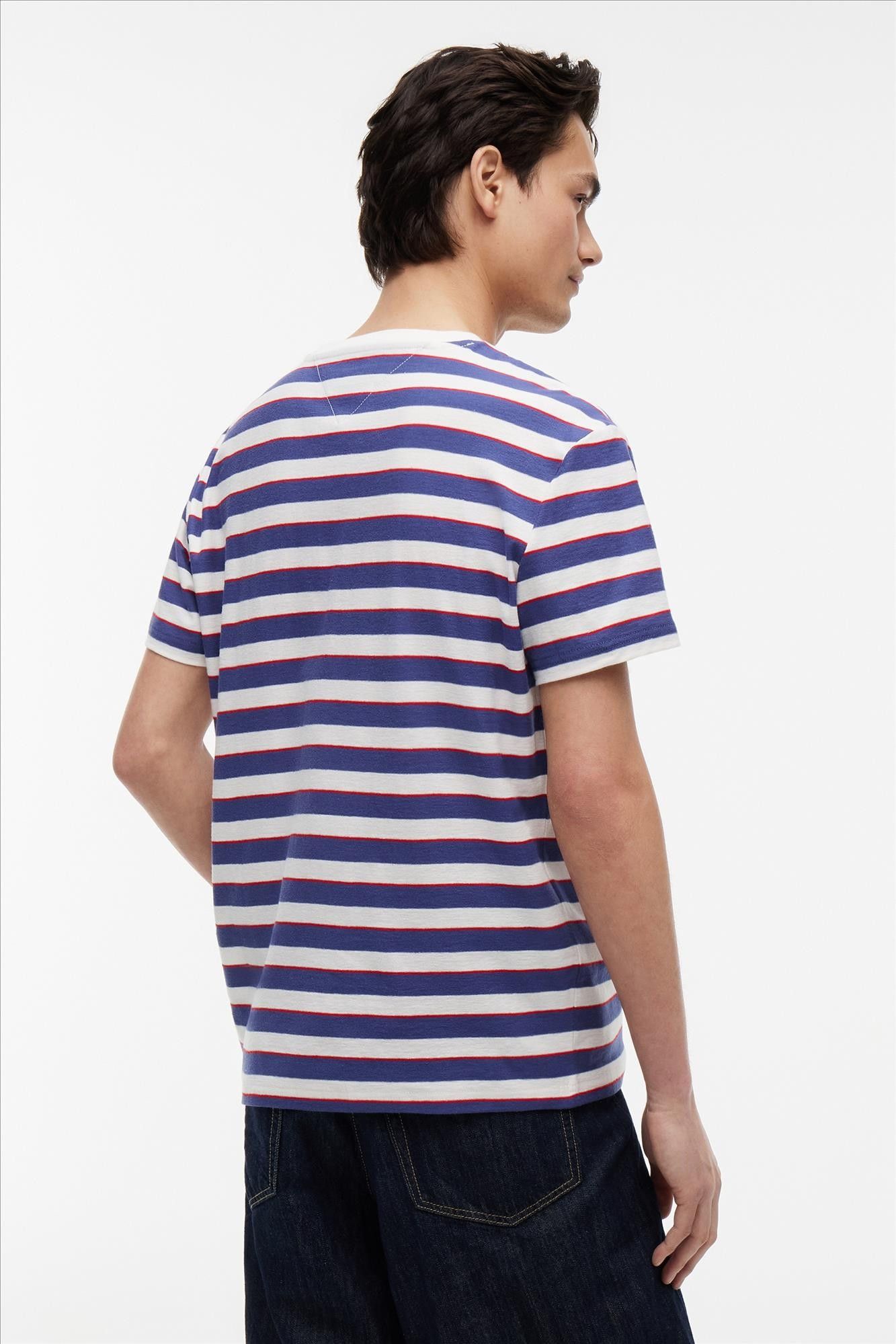 Tommy Jeans - Ecru-Blauwe Essential Stripe T-shirt