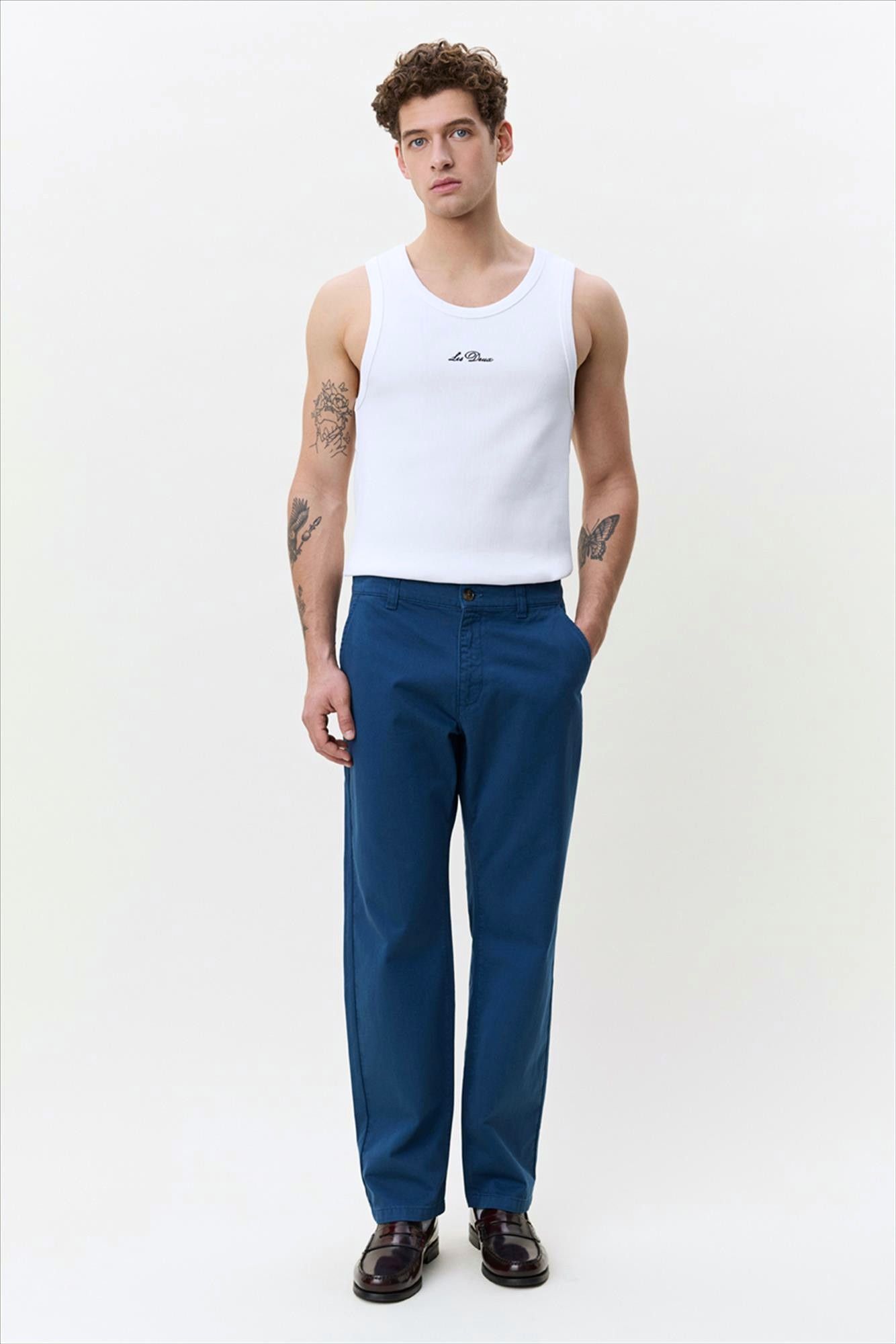 LES DEUX  - Dark Denim Blue chino broek