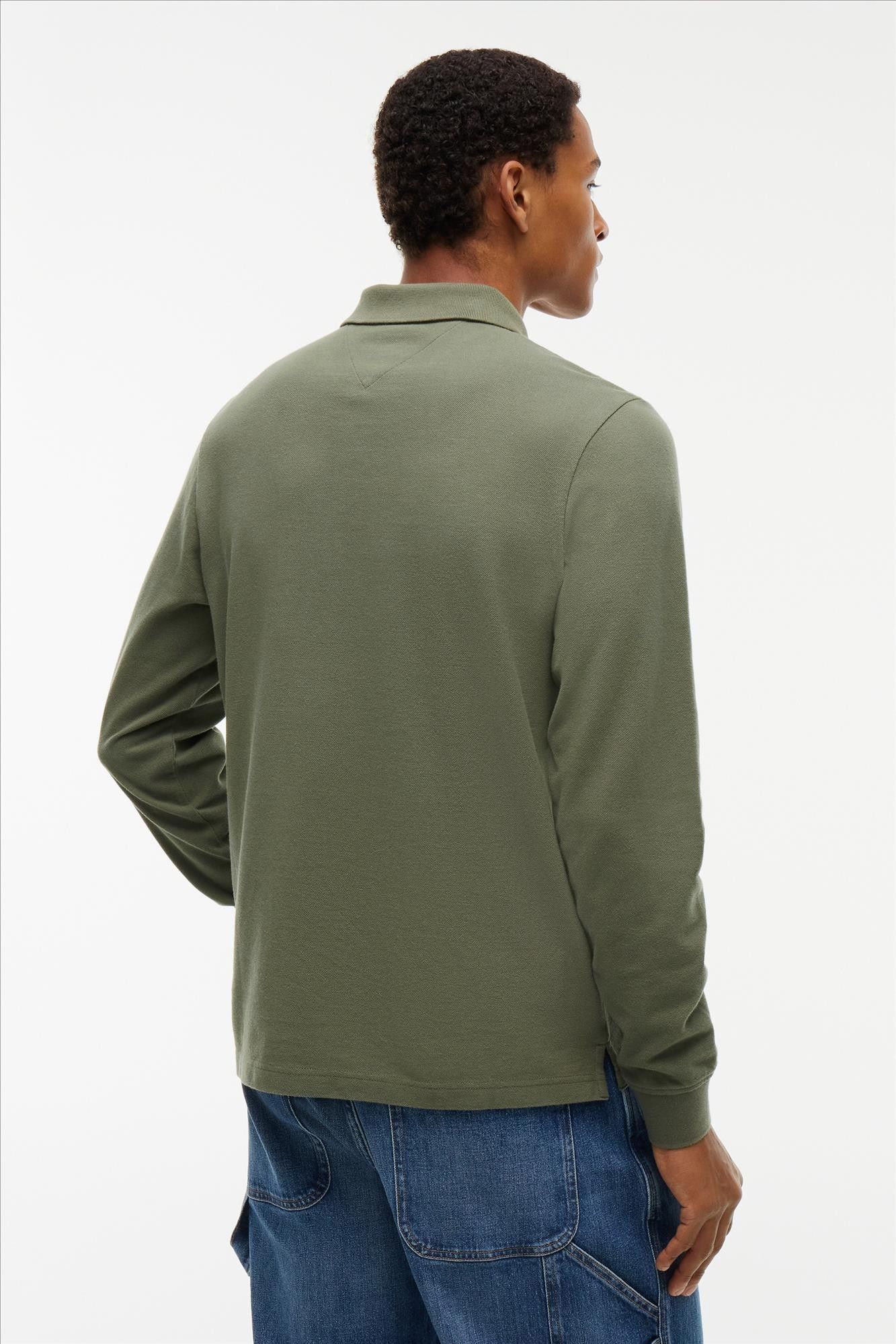 Tommy Jeans - Olijfgroene Regular Essential longsleeve polo