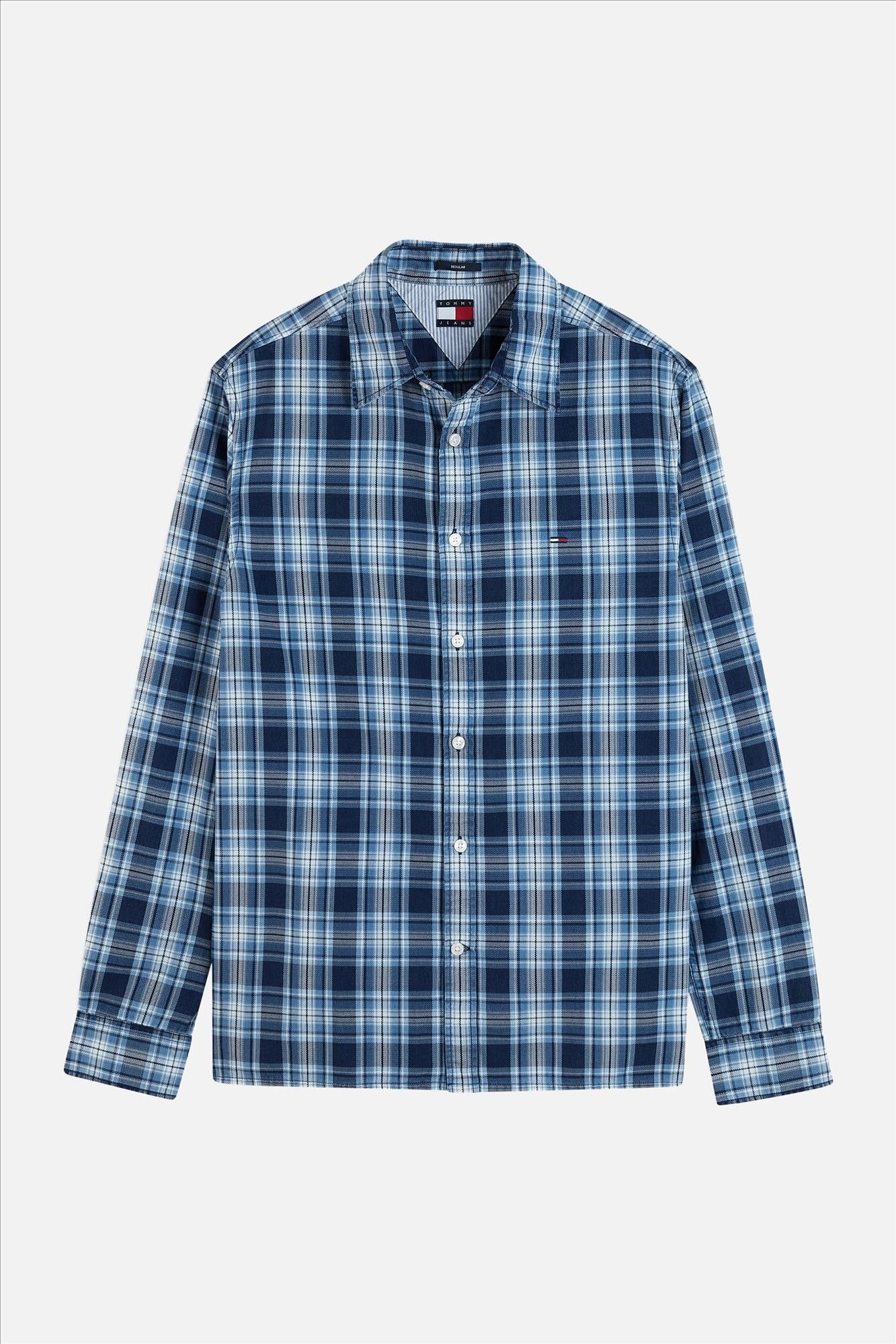 Tommy Jeans - Blauw Dobby Check hemd