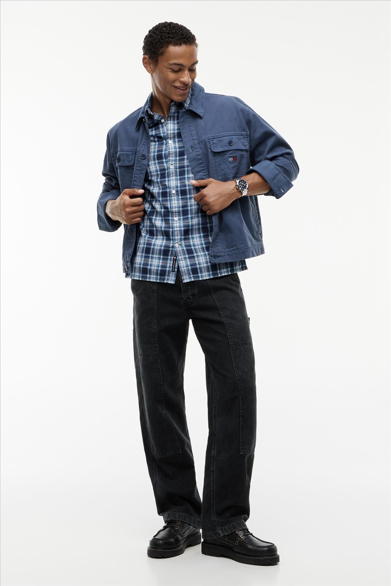 Tommy Jeans - Blauw Dobby Check hemd