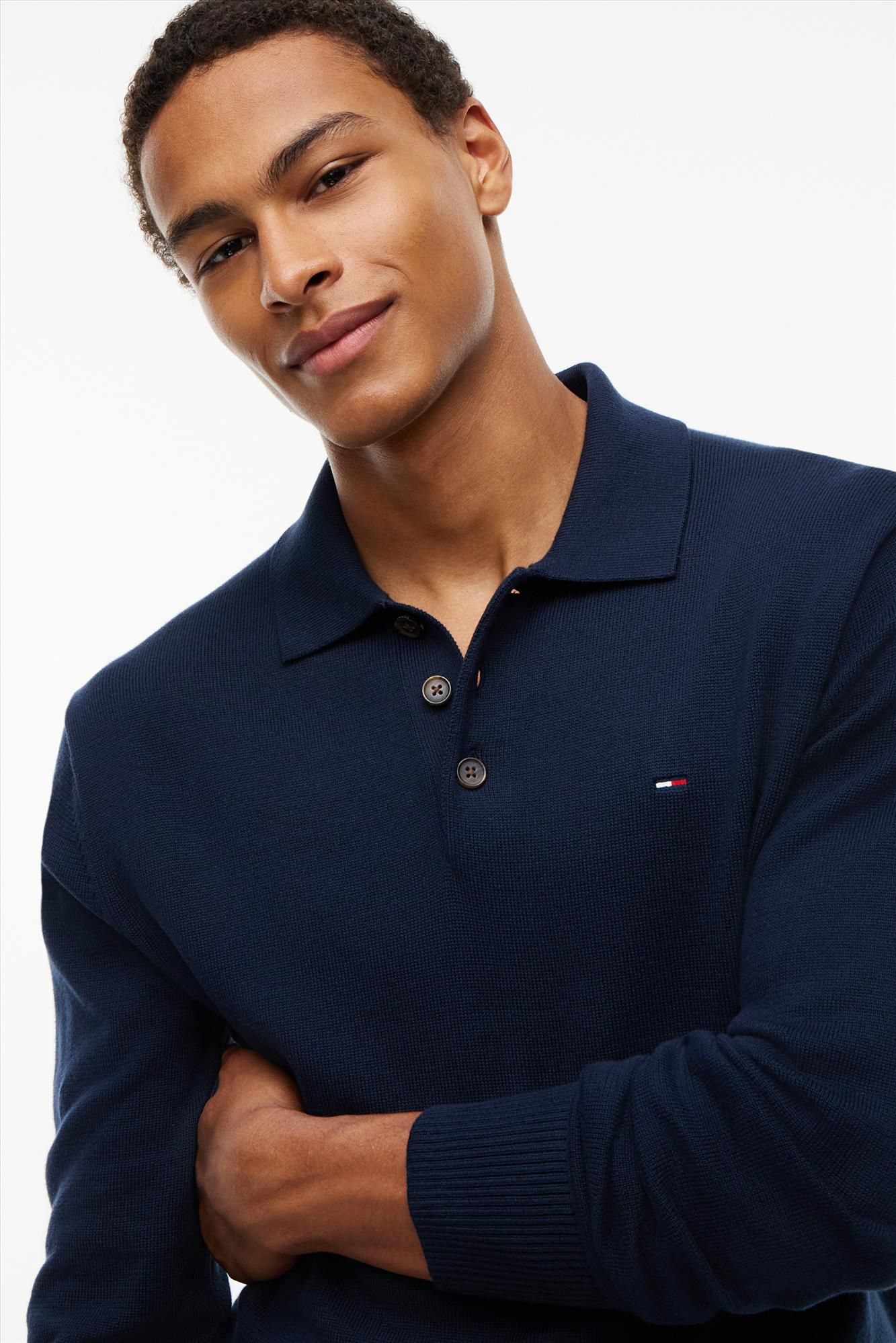 Tommy Jeans - Donkerblauwe Essential polosweater