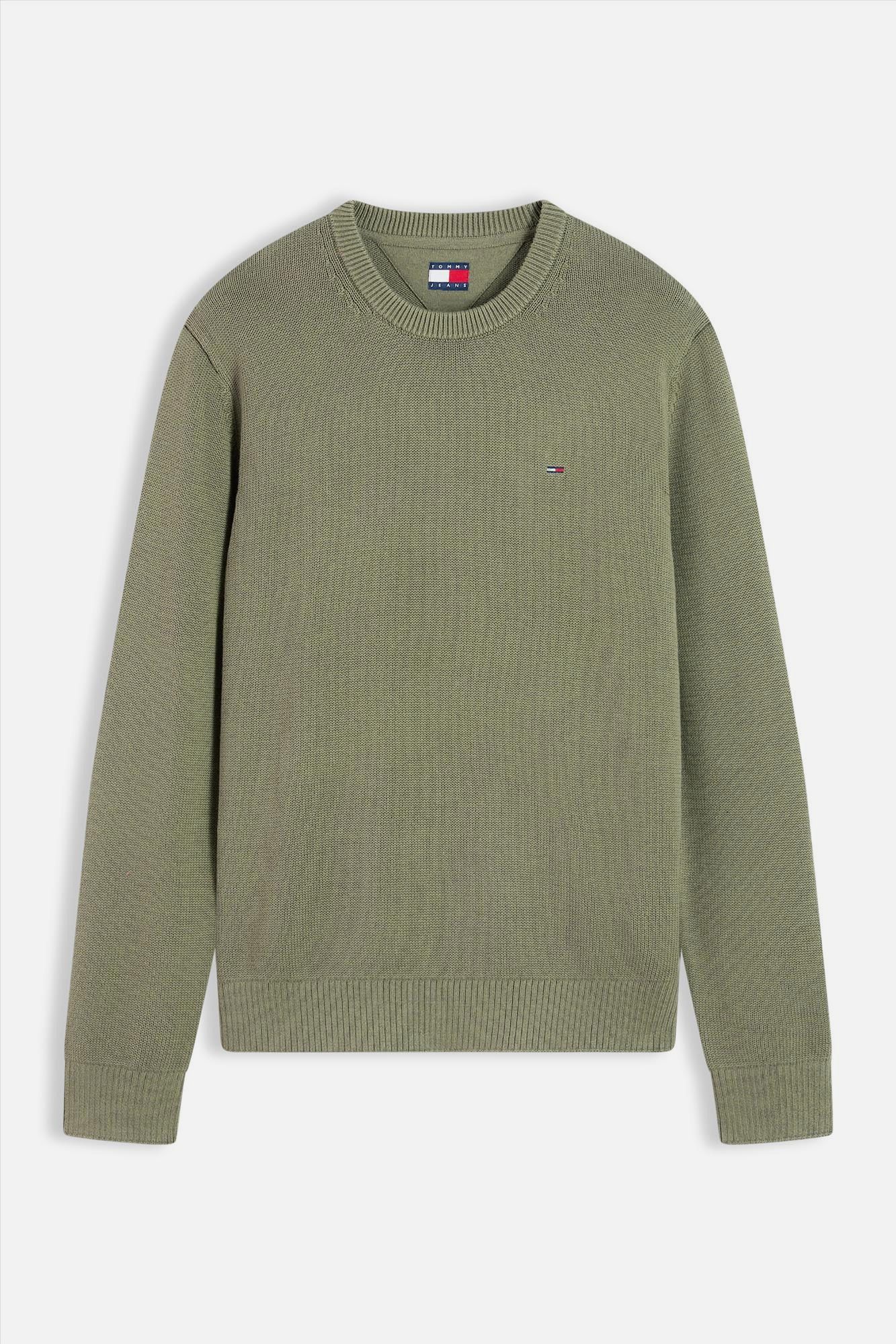 Tommy Jeans - Olijfgroene Essential slim trui