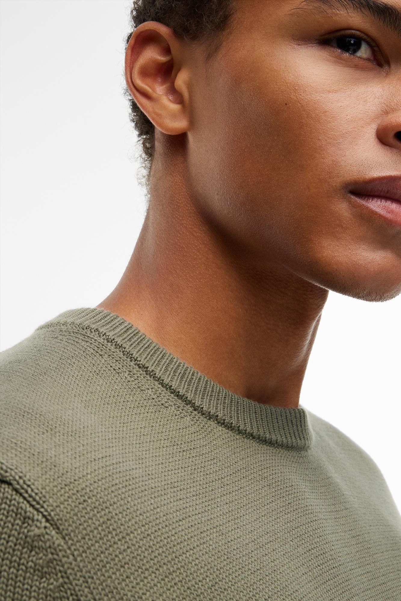 Tommy Jeans - Olijfgroene Essential slim trui