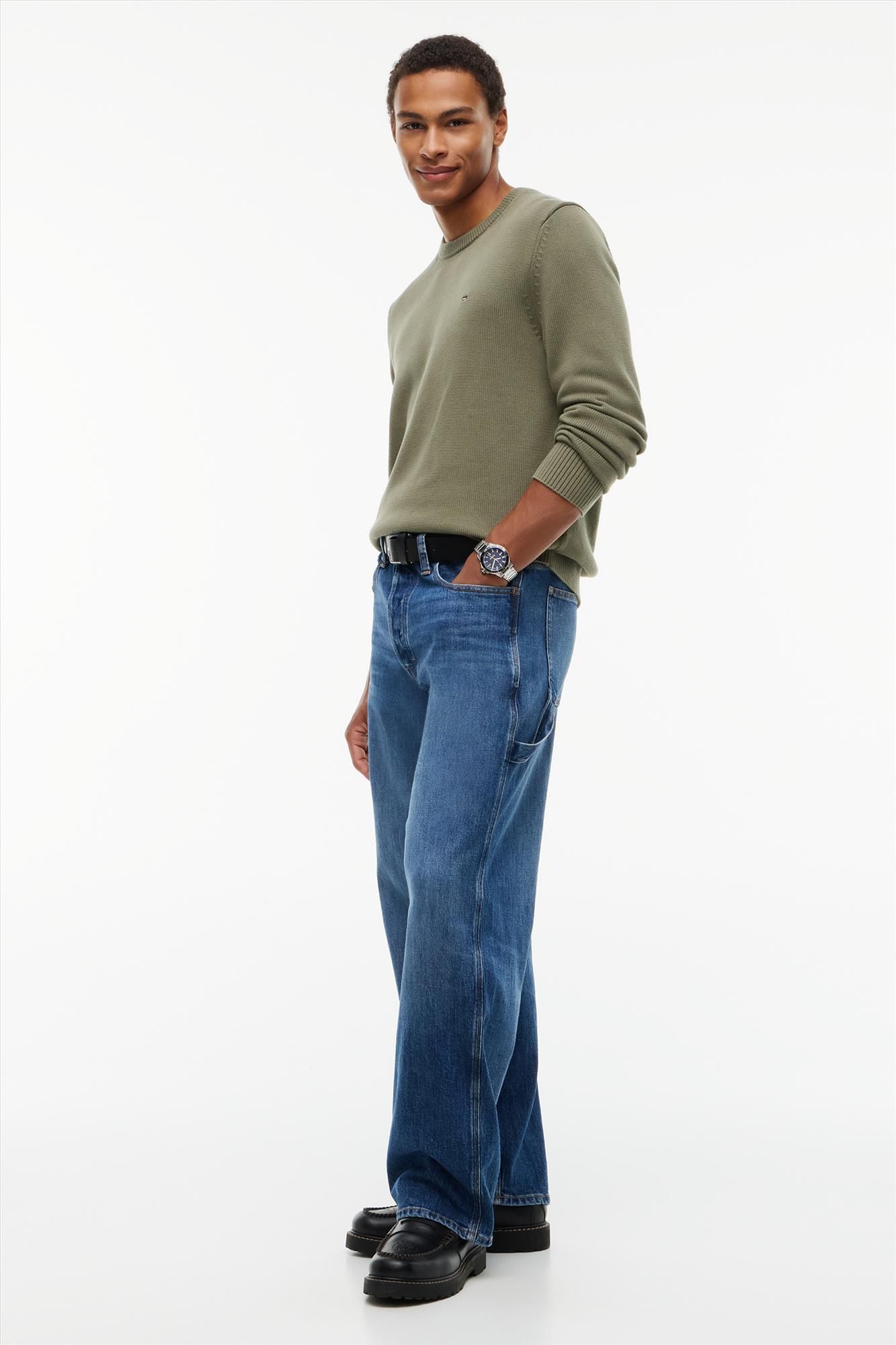 Tommy Jeans - Olijfgroene Essential slim trui