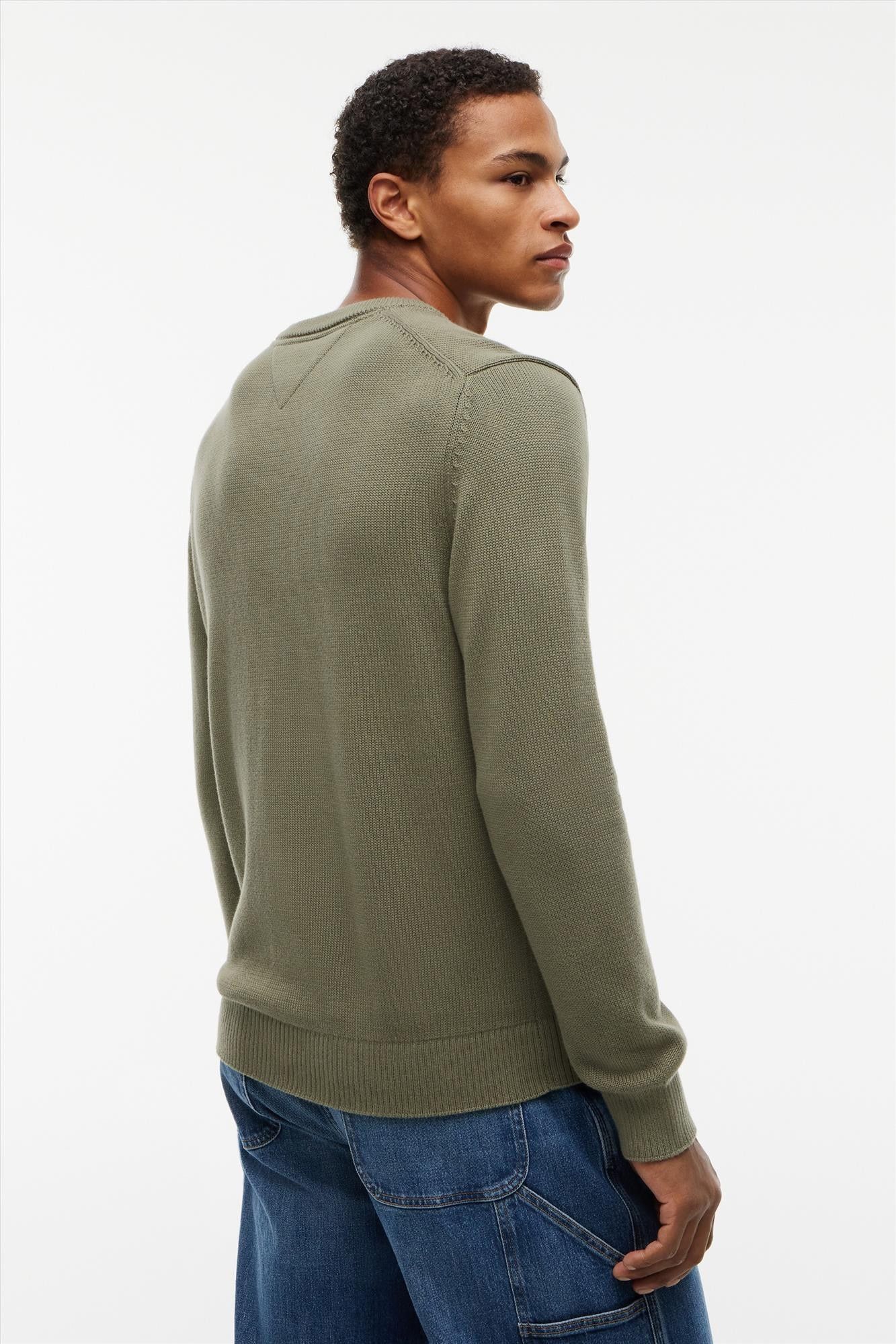 Tommy Jeans - Olijfgroene Essential slim trui