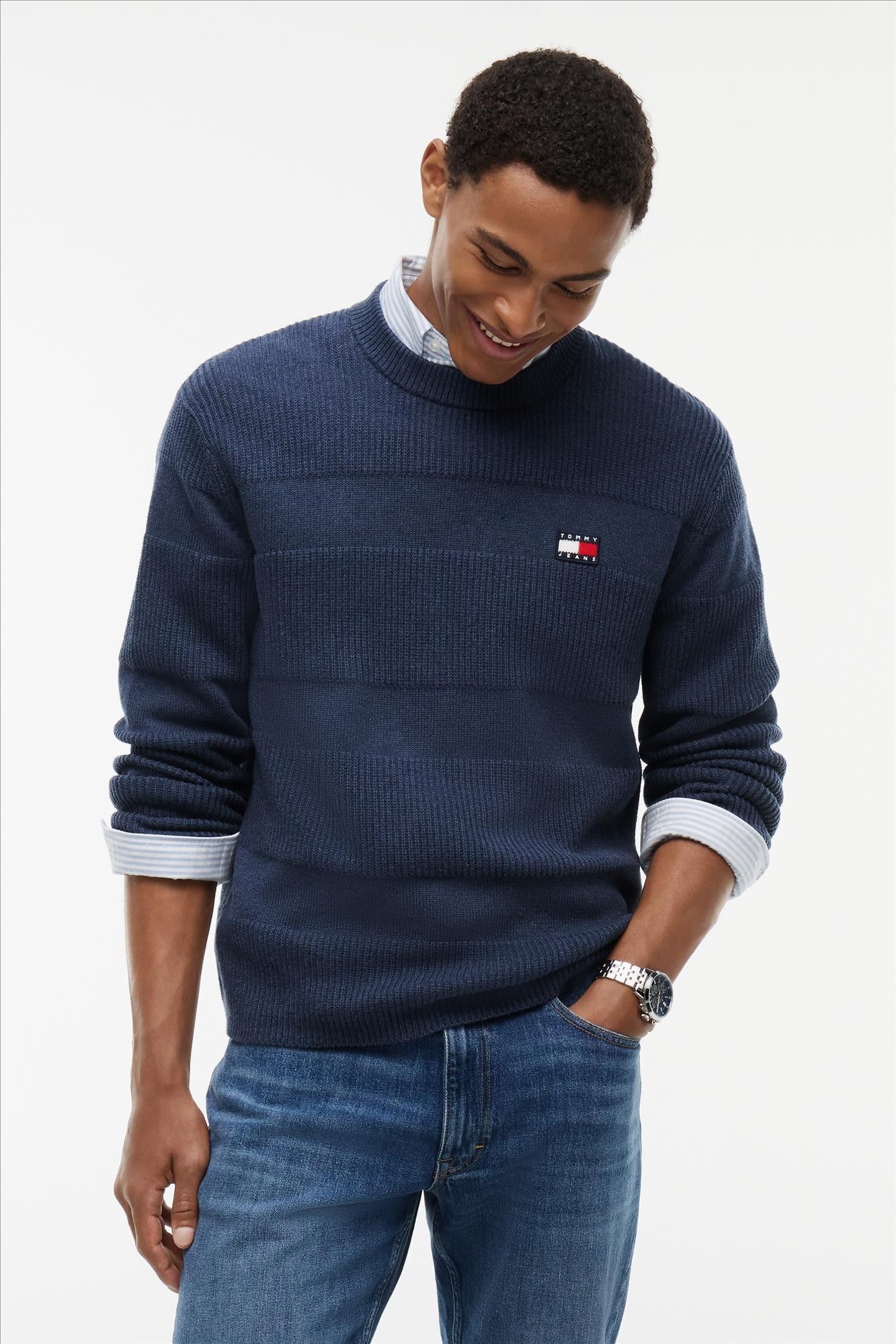 Tommy Jeans - Donkerblauwe Textured trui