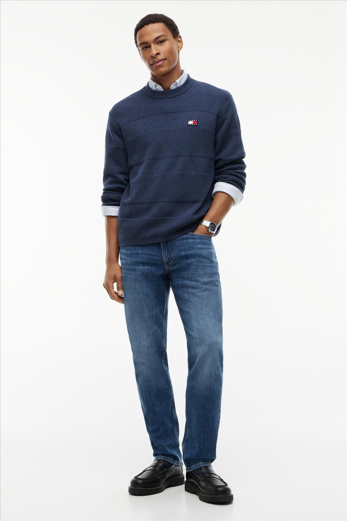 Tommy Jeans - Donkerblauwe Textured trui