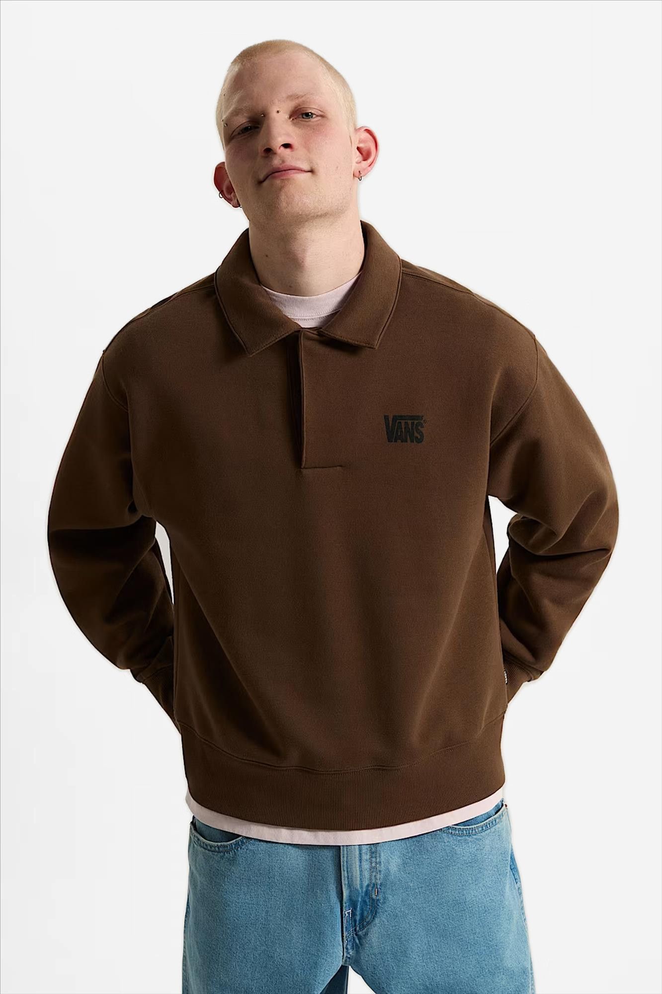 Vans  - Donkerbruine Fleece polosweater