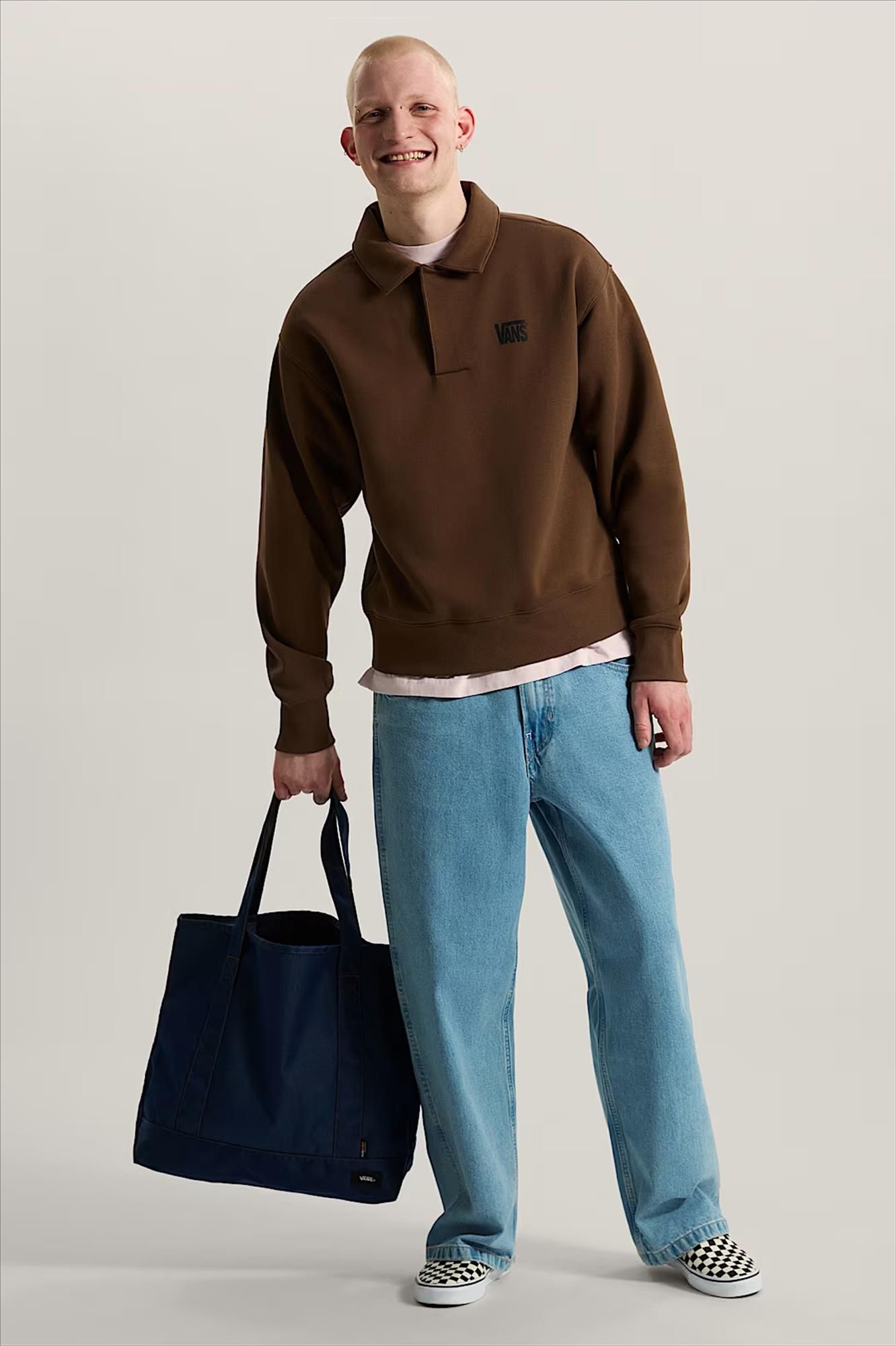 Vans  - Donkerbruine Fleece polosweater