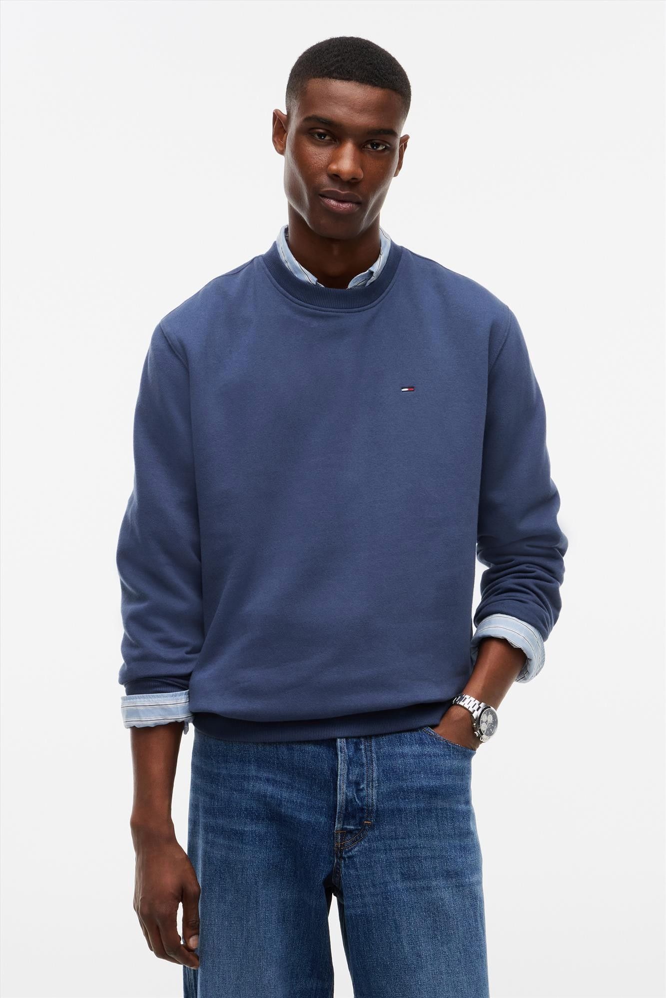 Tommy Jeans - Blauwe Flag Crew sweater