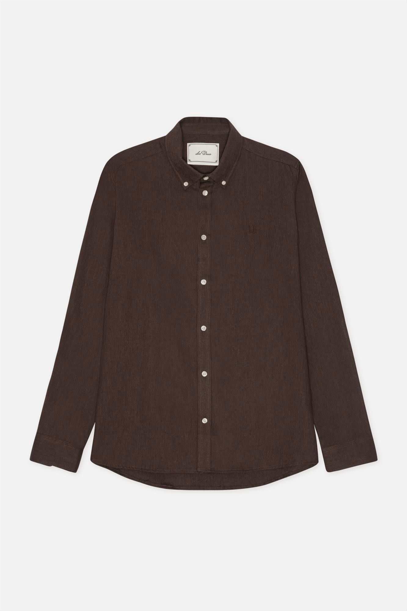 LES DEUX  - Donkerbruin Soft Flannel hemd