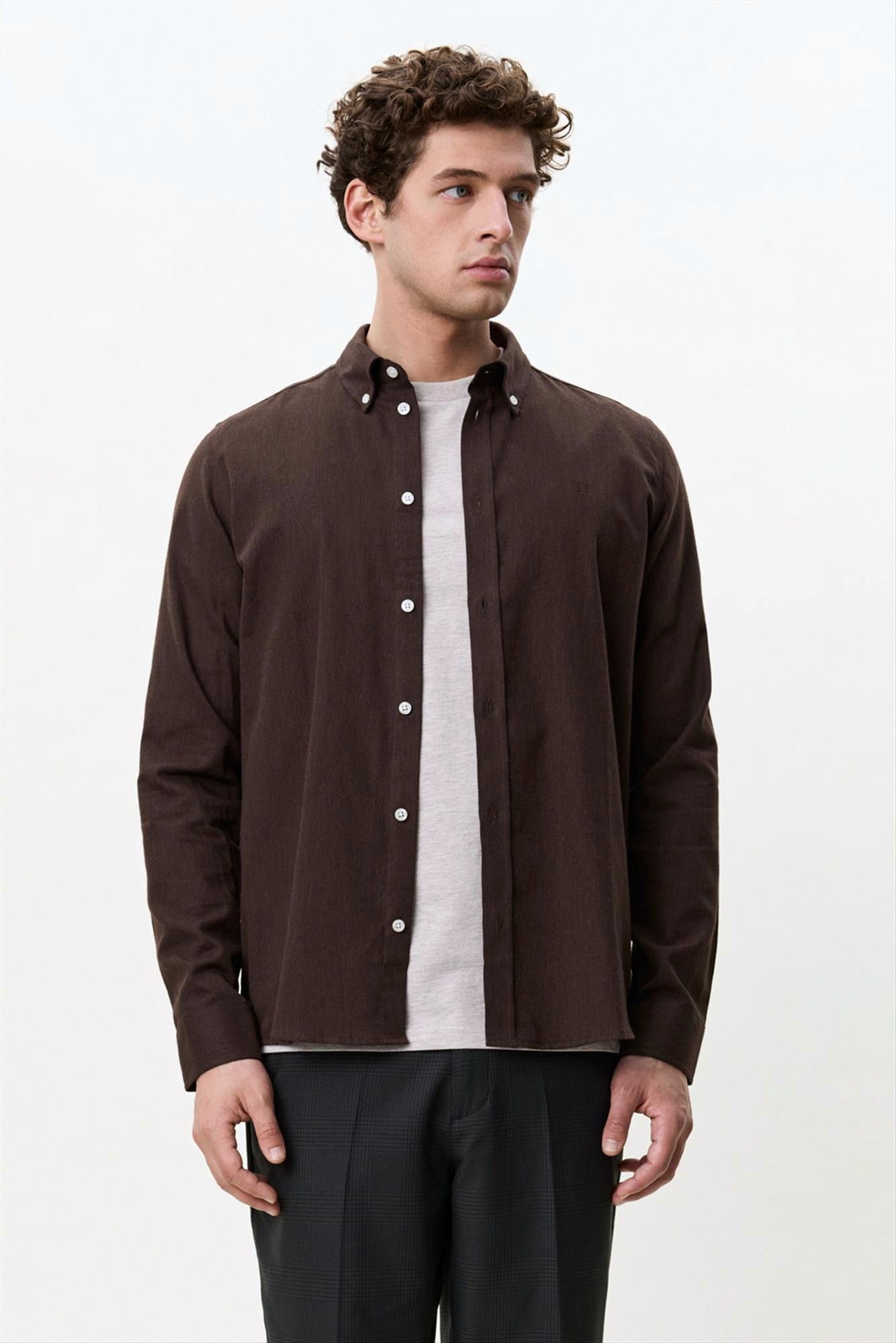 LES DEUX  - Donkerbruin Soft Flannel hemd