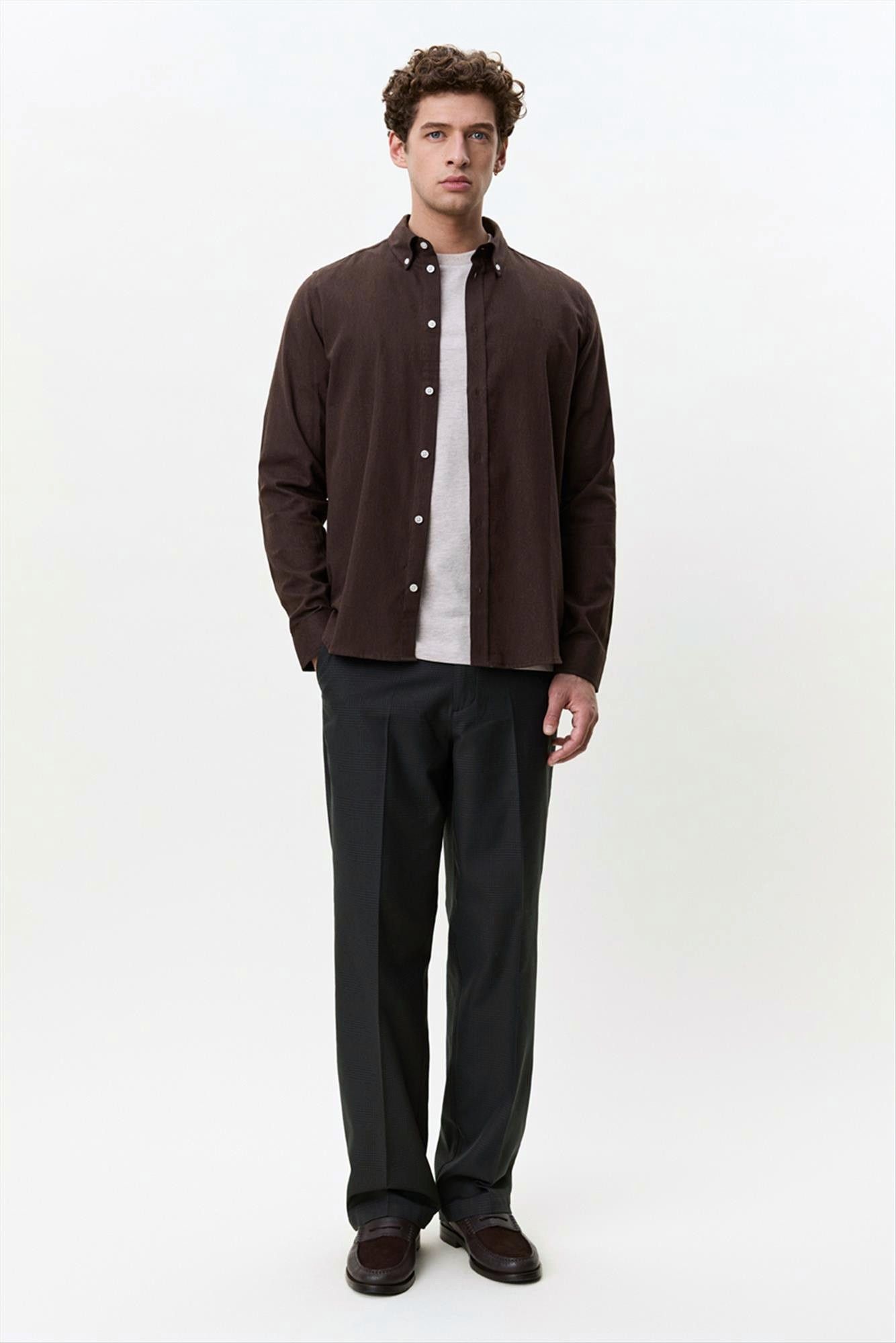 LES DEUX  - Donkerbruin Soft Flannel hemd