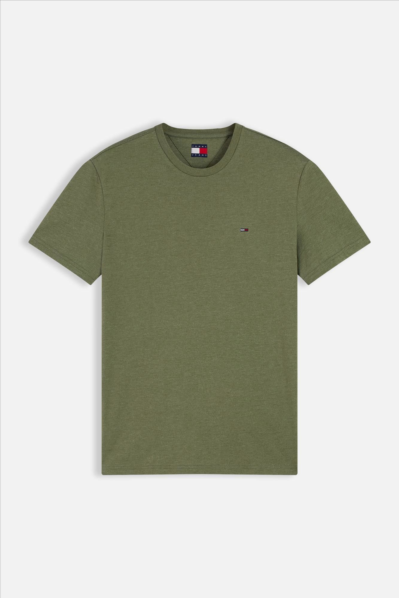 Tommy Jeans - Olijfgroene Jaspe slim T-shirt