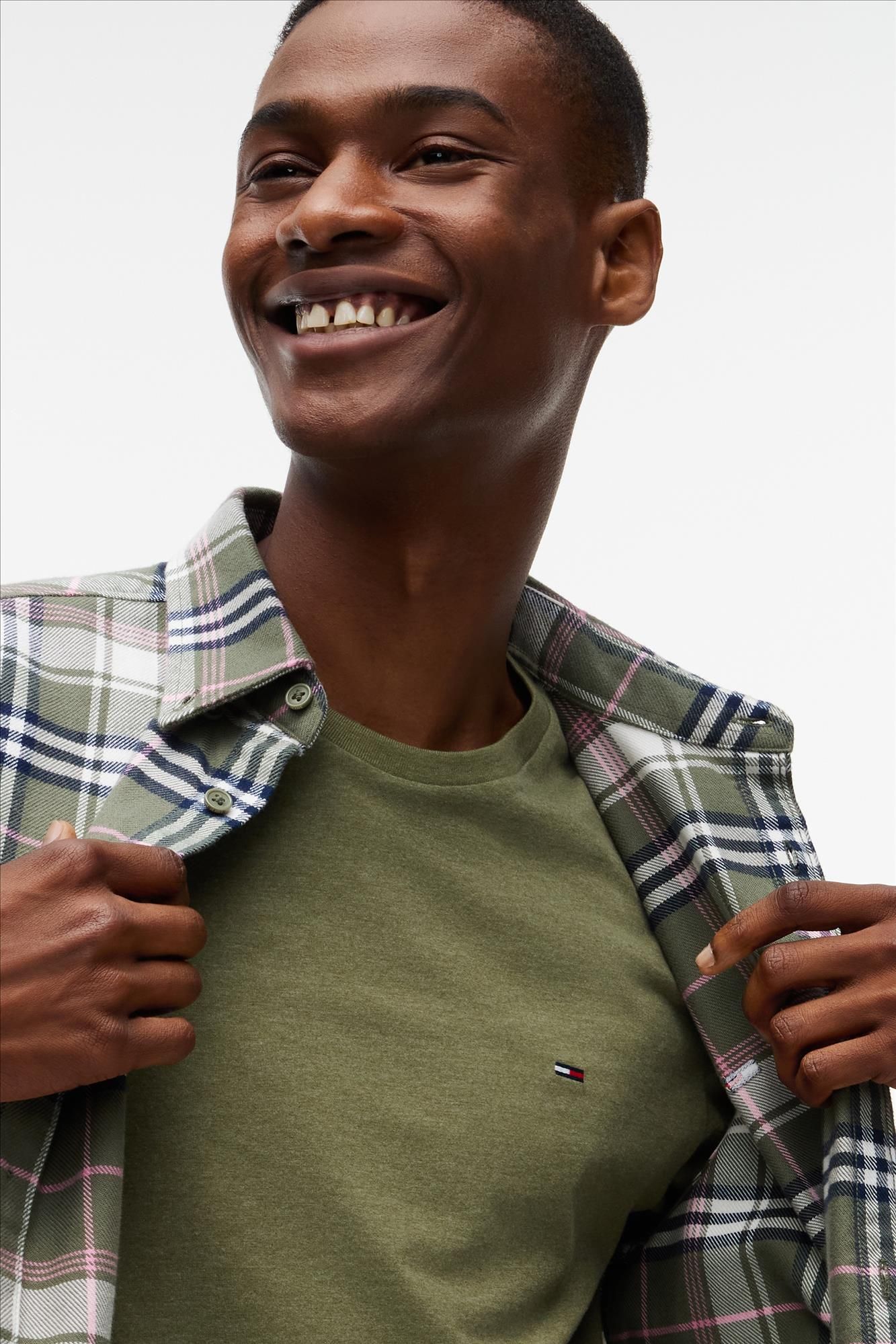Tommy Jeans - Olijfgroene Jaspe slim T-shirt