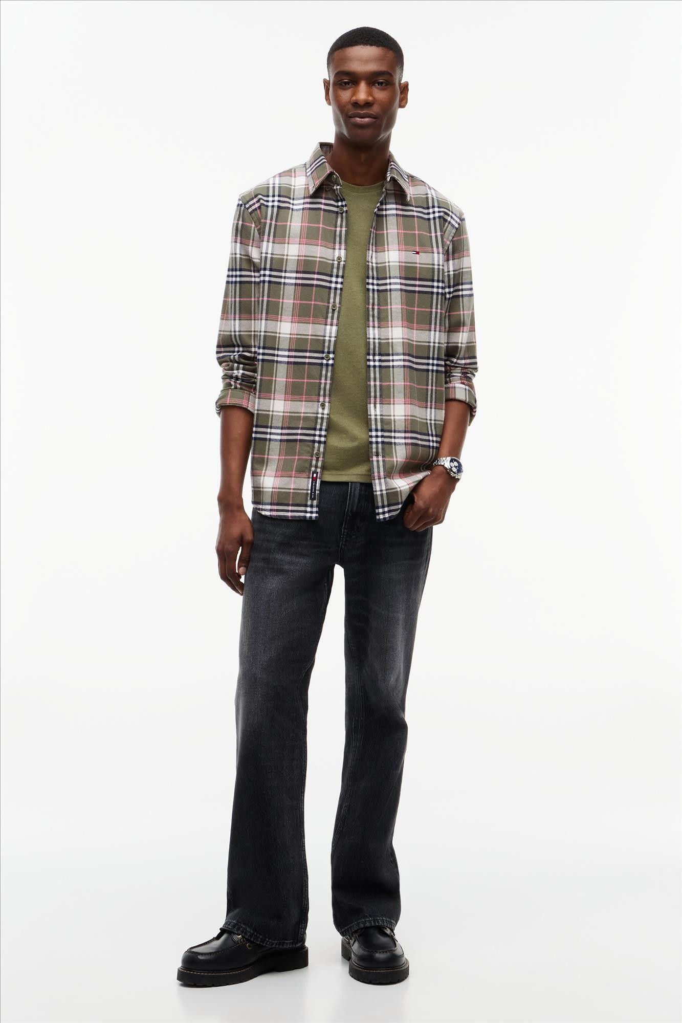 Tommy Jeans - Olijfgroene Jaspe slim T-shirt