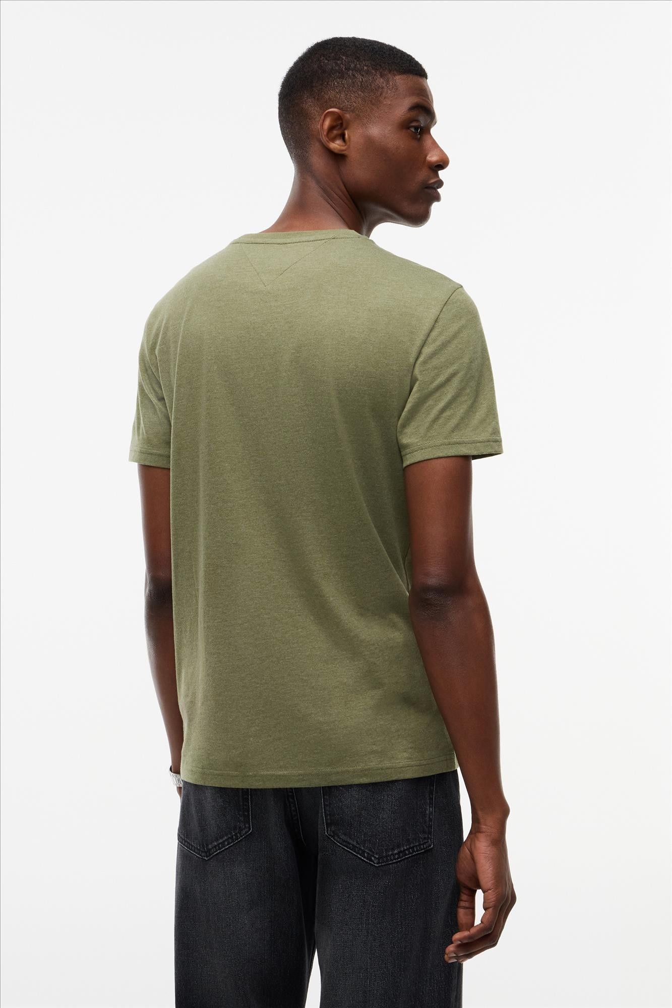 Tommy Jeans - Olijfgroene Jaspe slim T-shirt