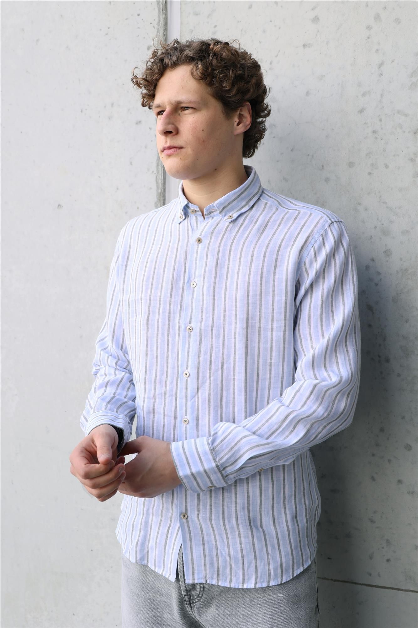Twelve Ounce - Blauw-Olijfgroen The Brighton hemd