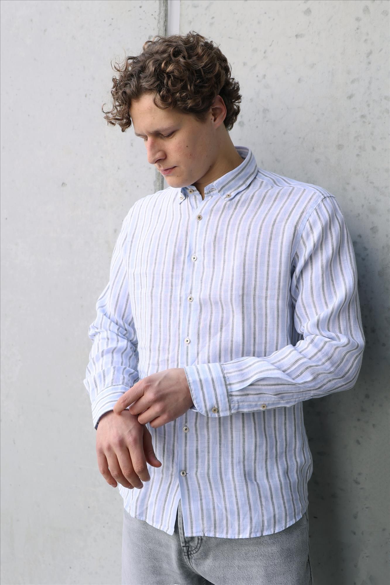 Twelve Ounce - Blauw-Olijfgroen The Brighton hemd