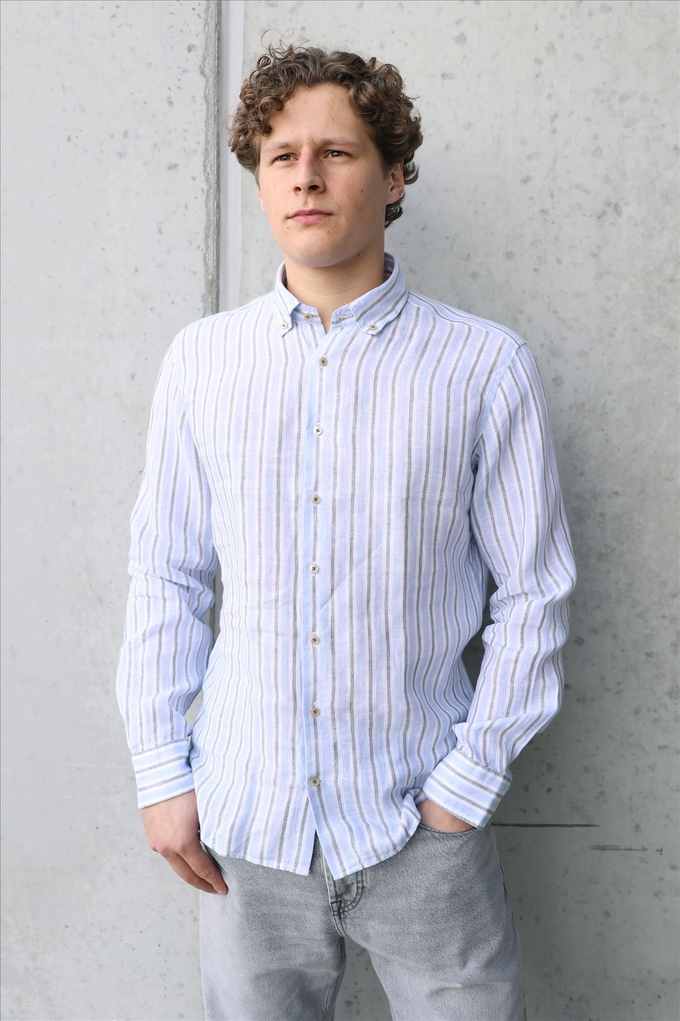 Twelve Ounce - Blauw-Olijfgroen The Brighton hemd