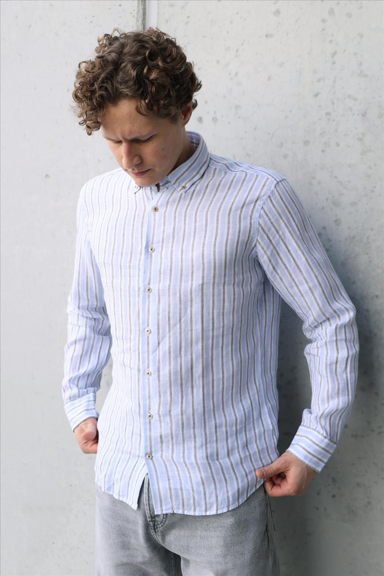 Twelve Ounce - Blauw-Olijfgroen The Brighton hemd