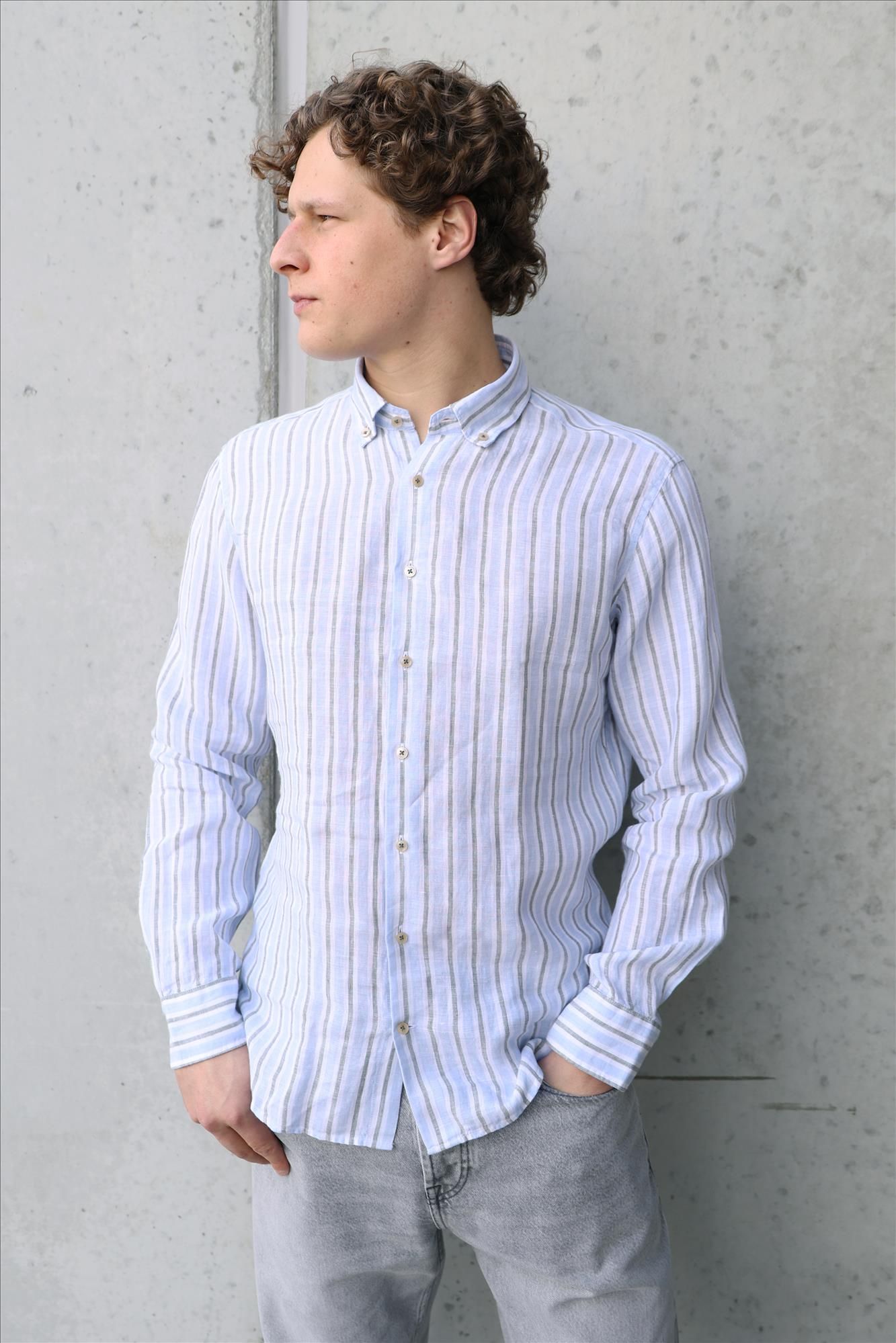 Twelve Ounce - Blauw-Olijfgroen The Brighton hemd